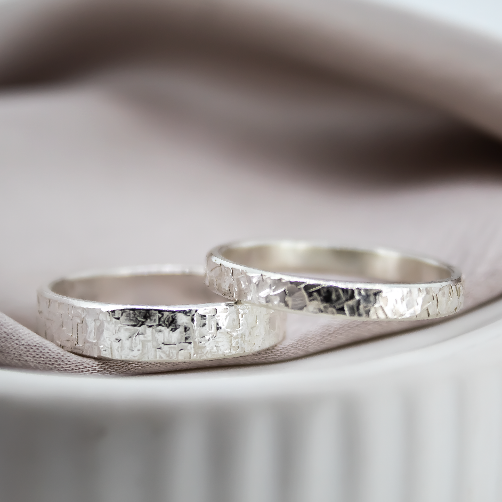 Organic Texture Band Rings in Recycled Sterling Silver