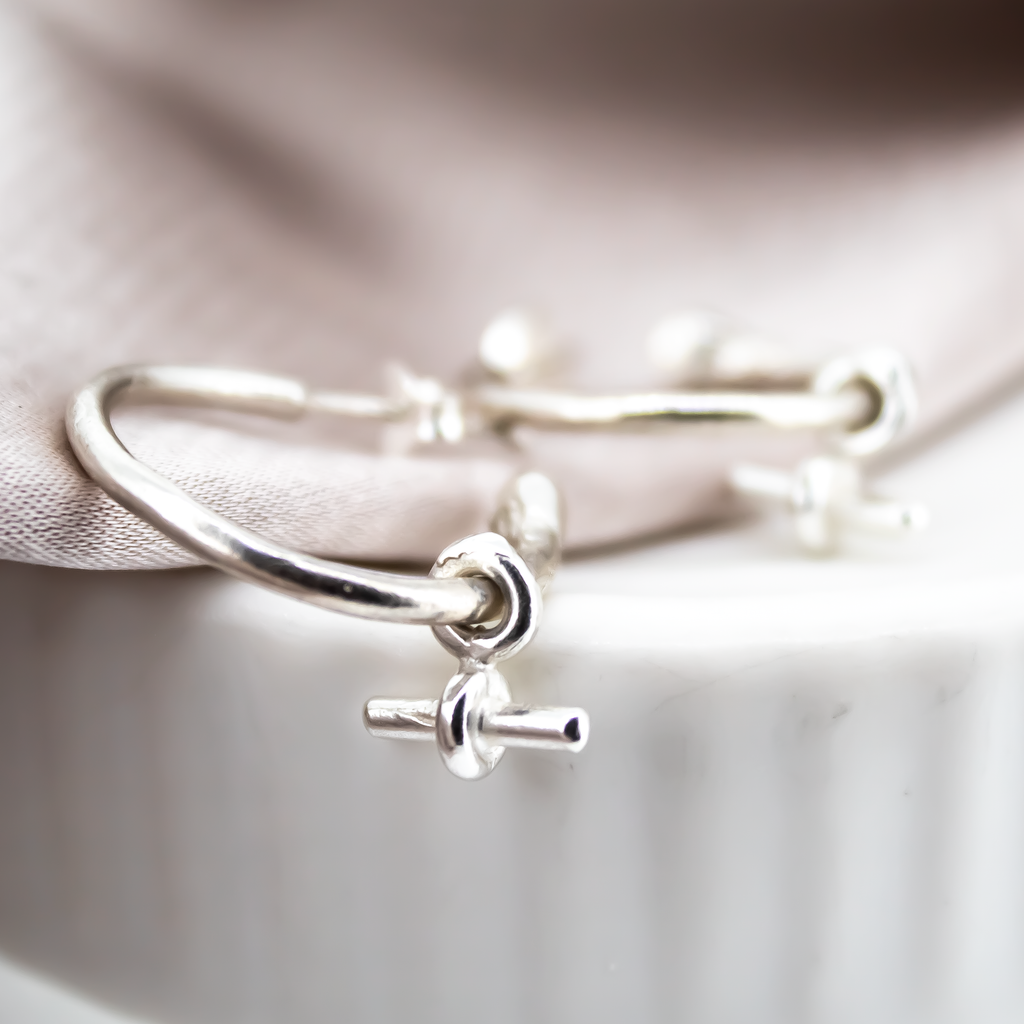 Sterling Silver T Bar Charm Hoops