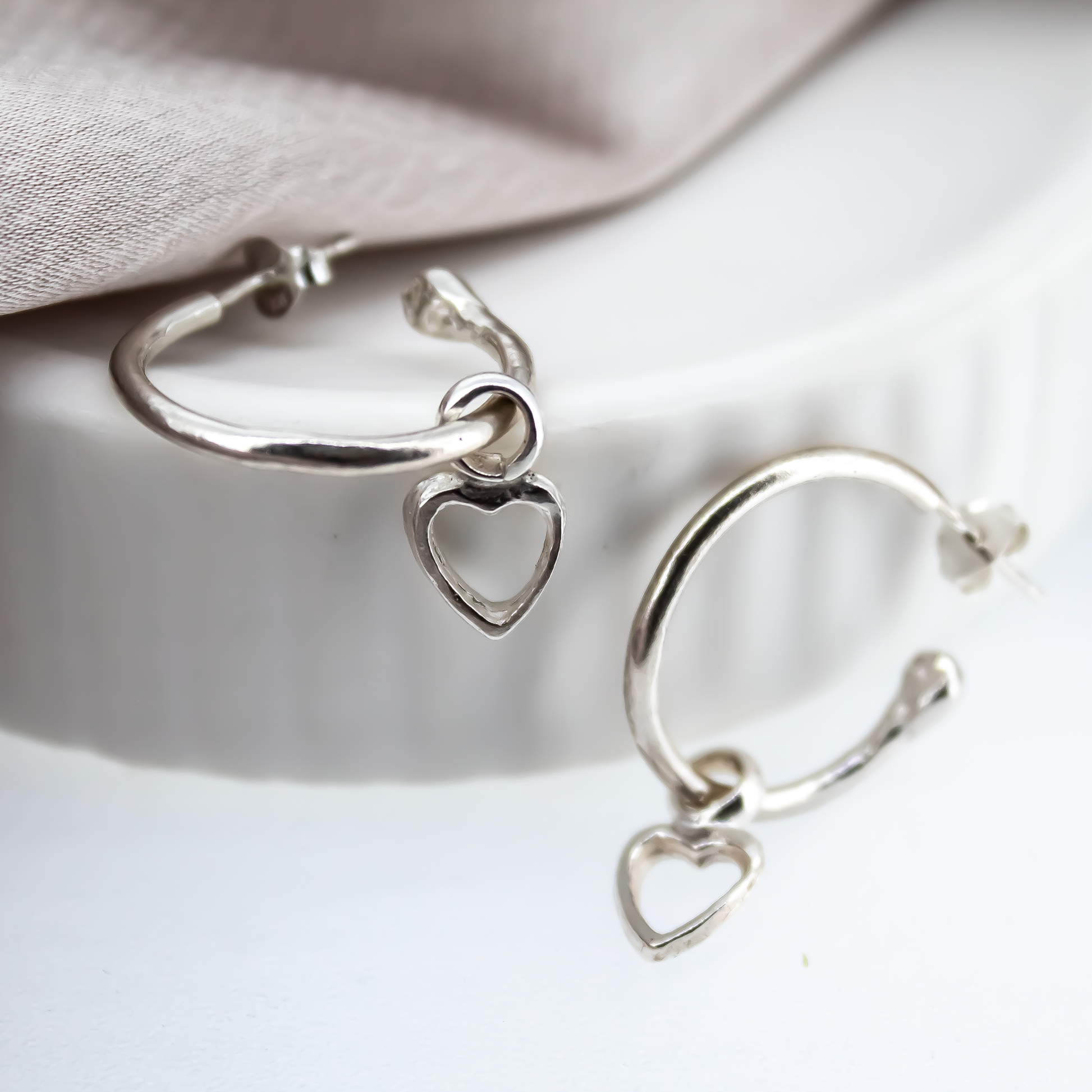 Open Heart Hoops in Sterling Silver