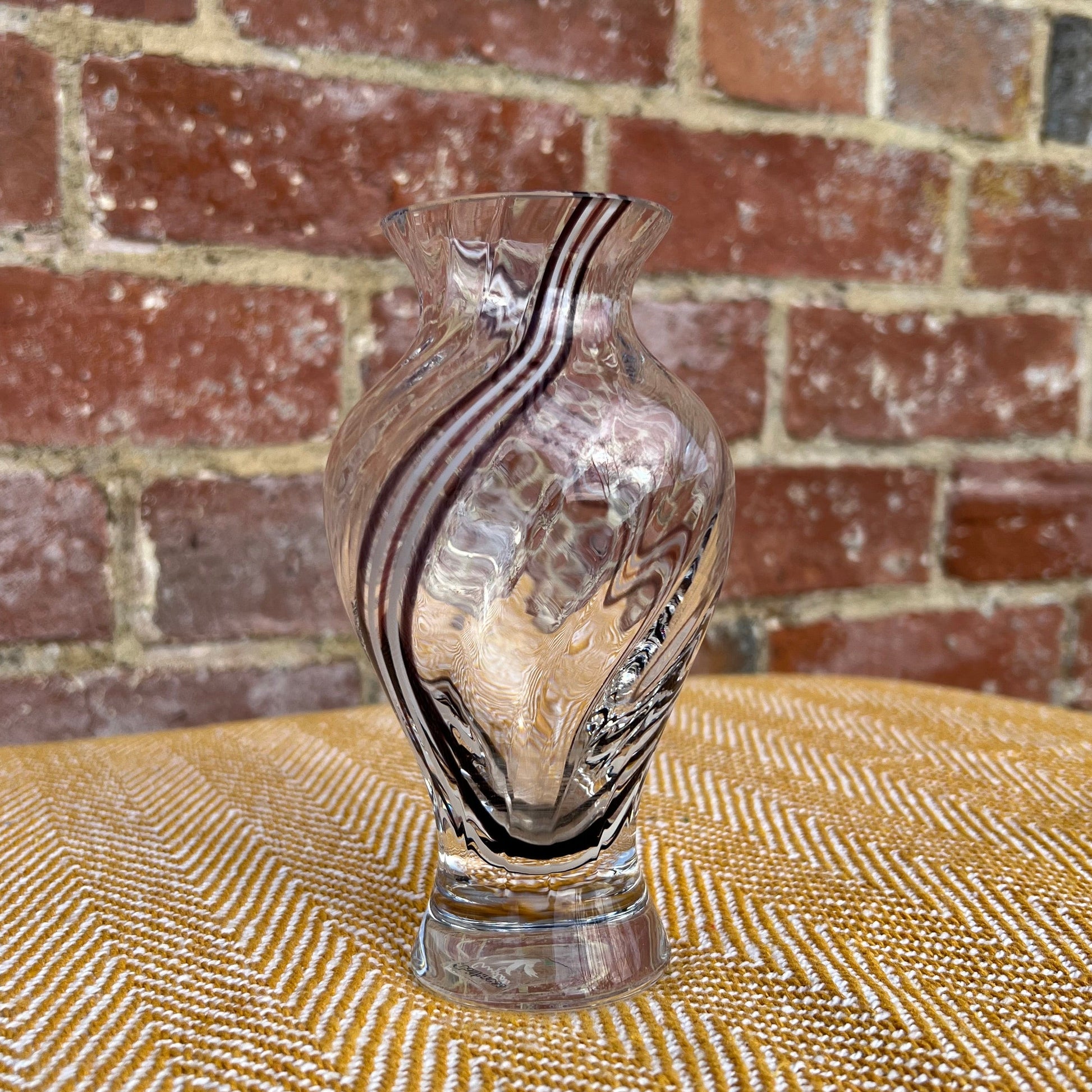 Black and white swirl, glass vase