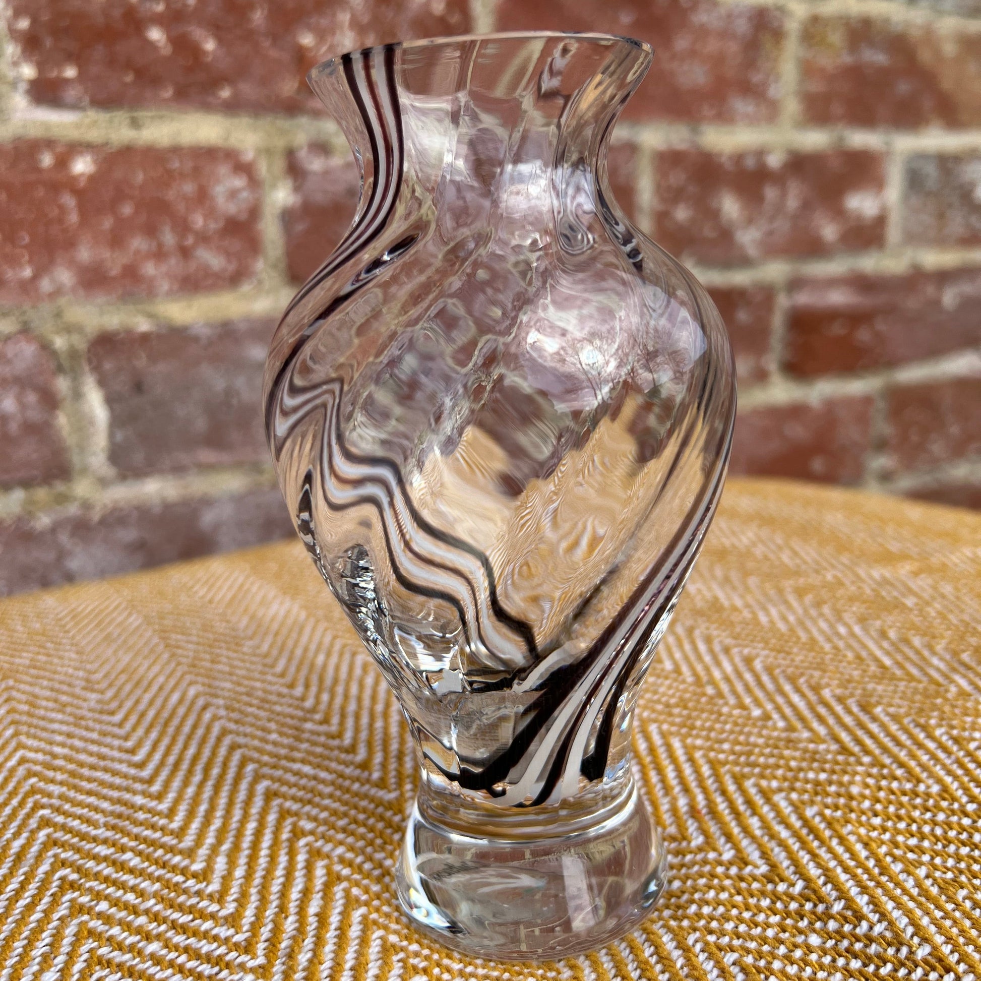 Black and white swirl, glass vase