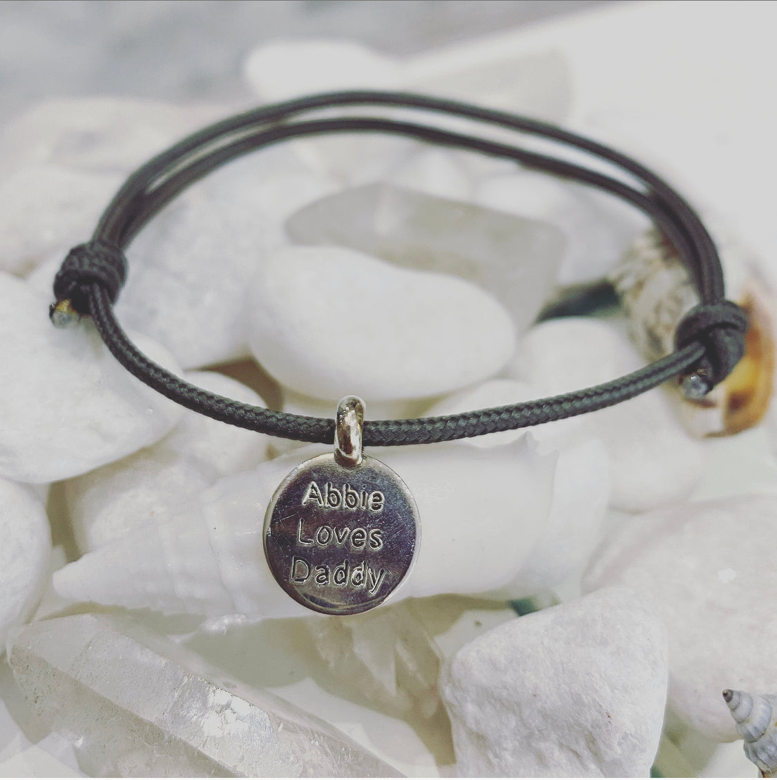 Personalised Disc Rope Bracelet in Sterling Silver