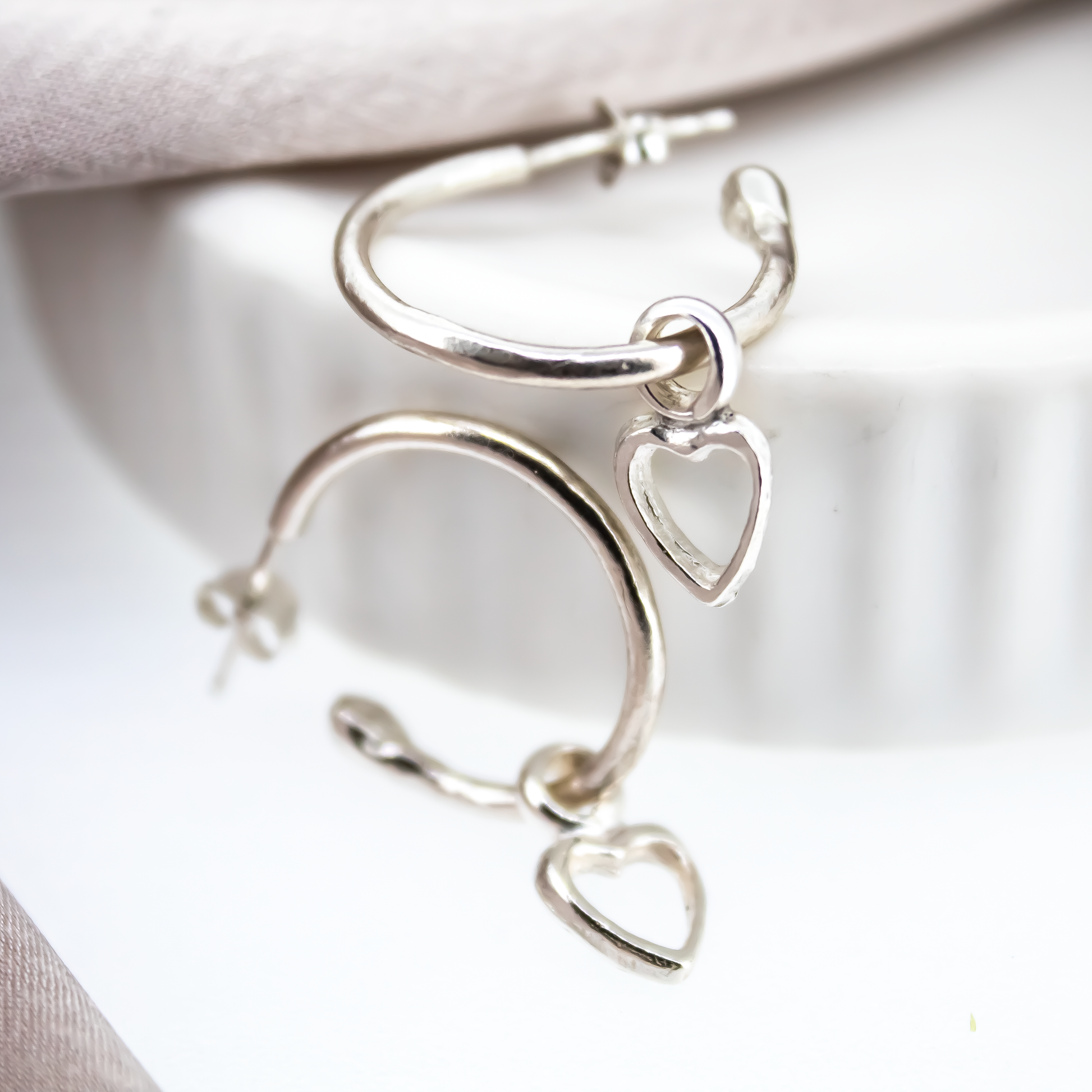 Open Heart Hoops in Sterling Silver