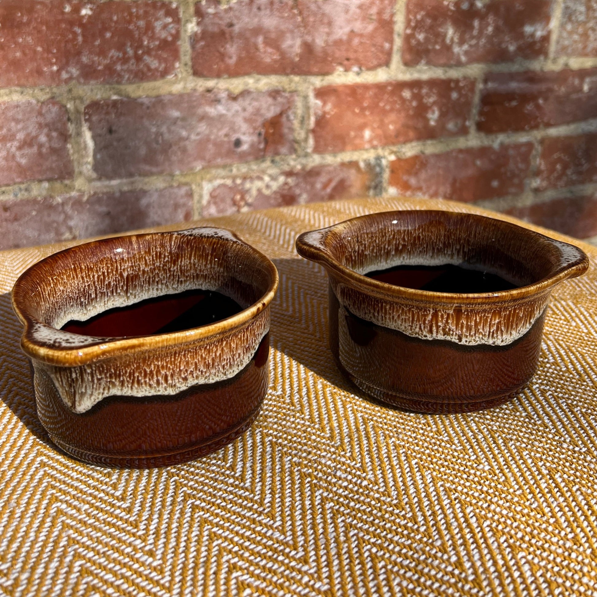 Pair of ceramic drip glaze ramekins