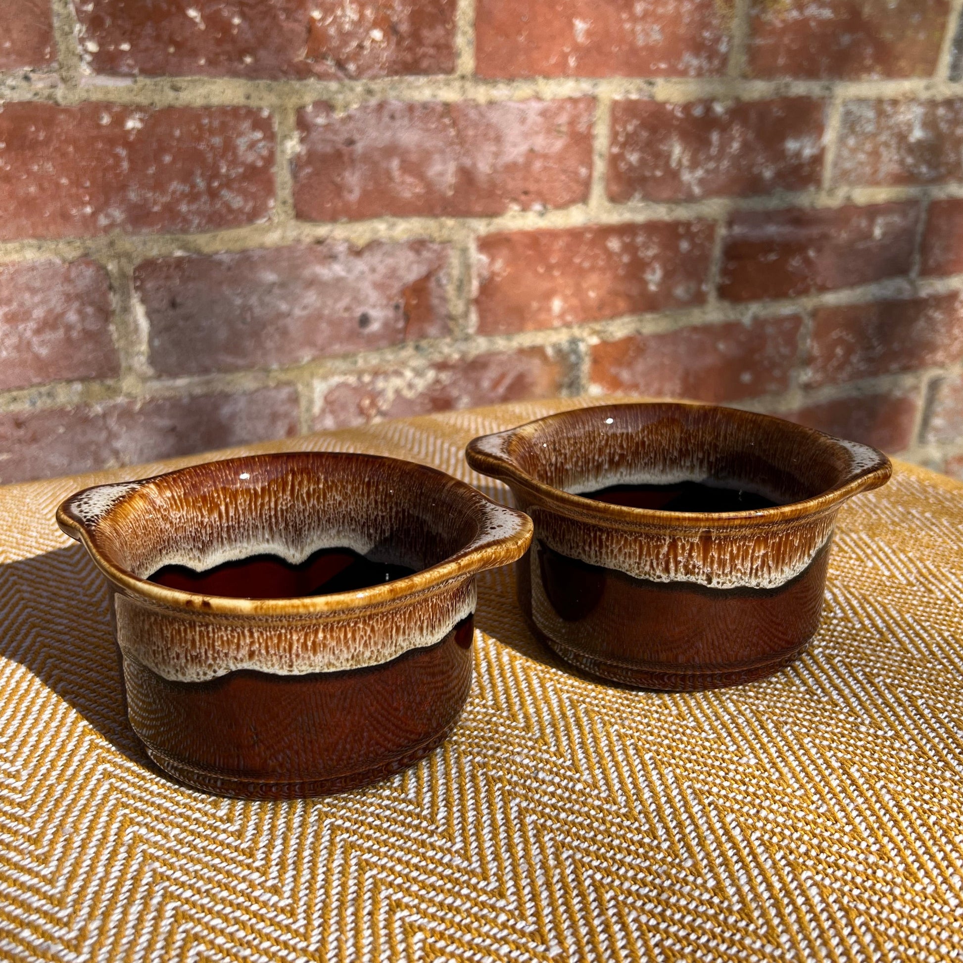 Pair of ceramic drip glaze ramekins