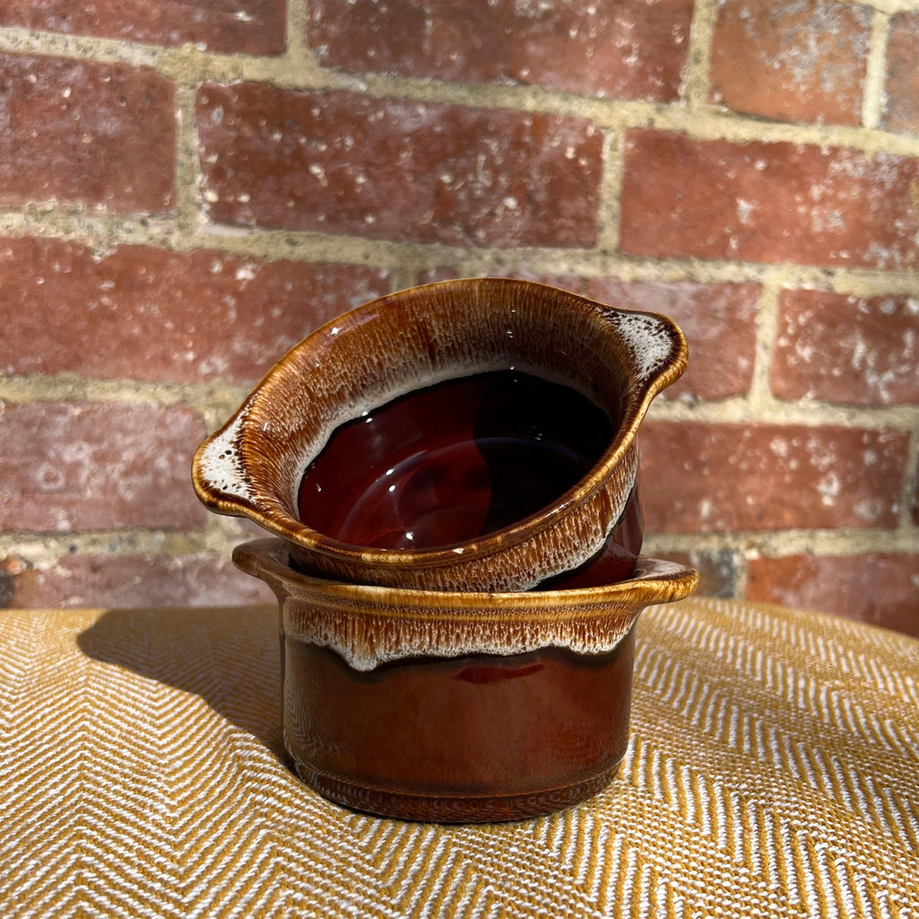 Pair of ceramic drip glaze ramekins