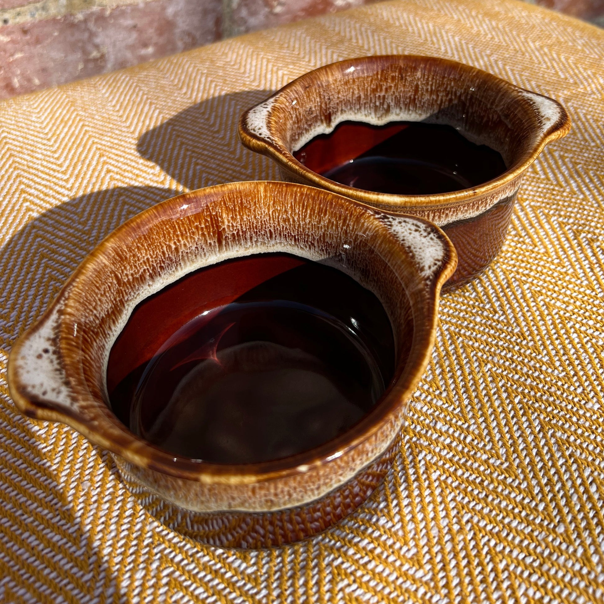 Pair of ceramic drip glaze ramekins