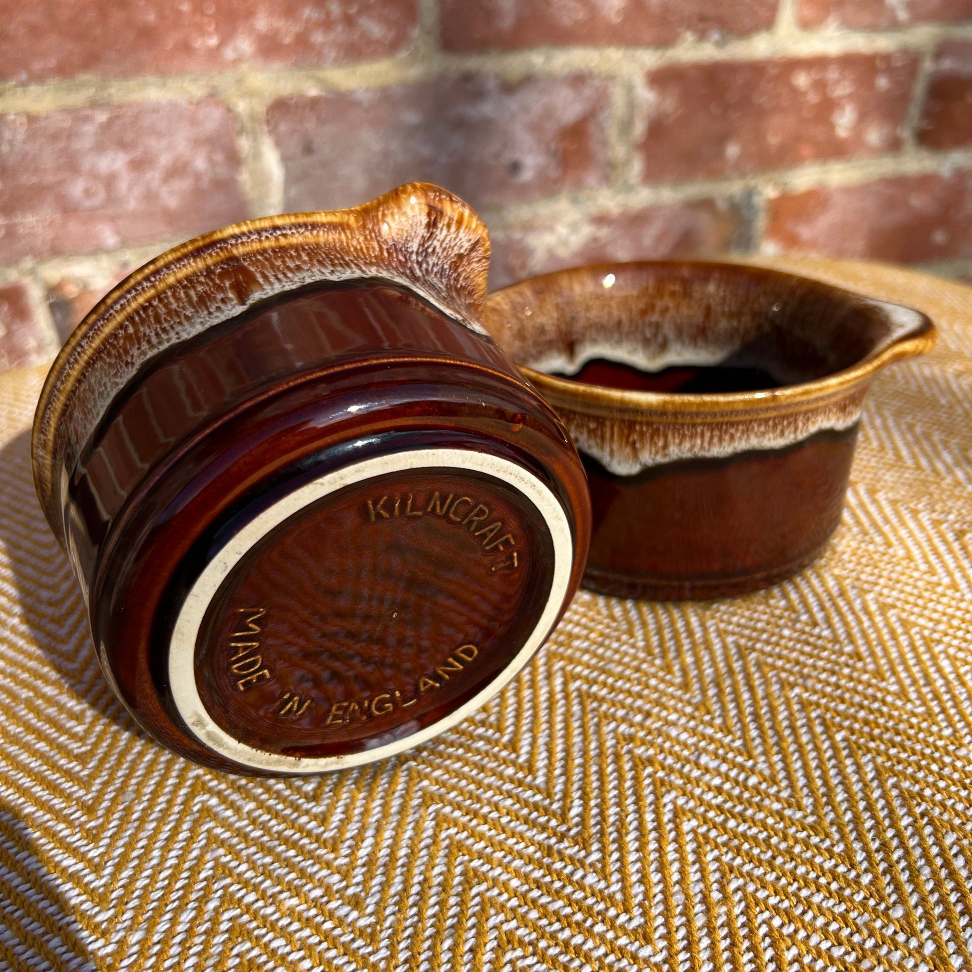 Pair of ceramic drip glaze ramekins