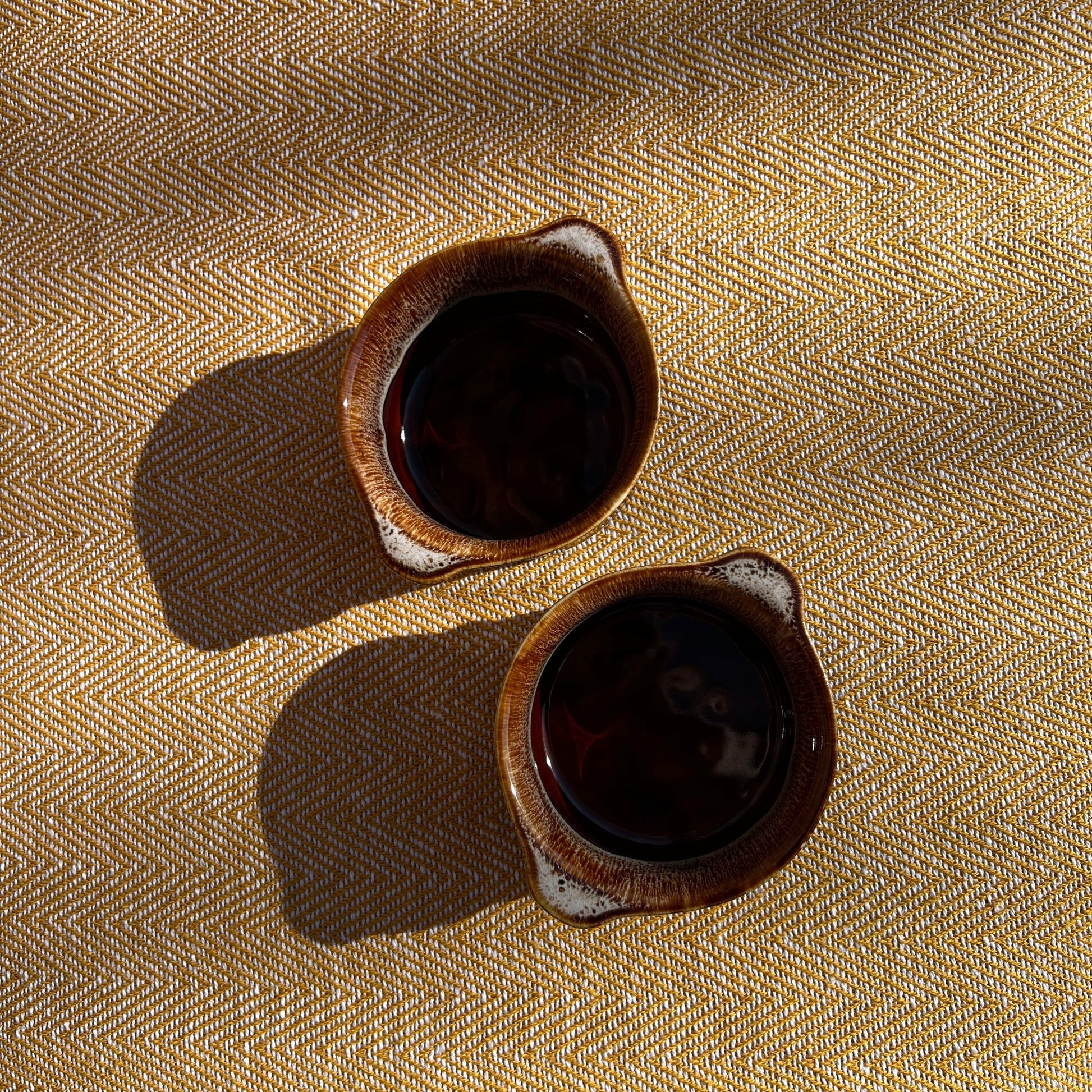 Pair of ceramic drip glaze ramekins