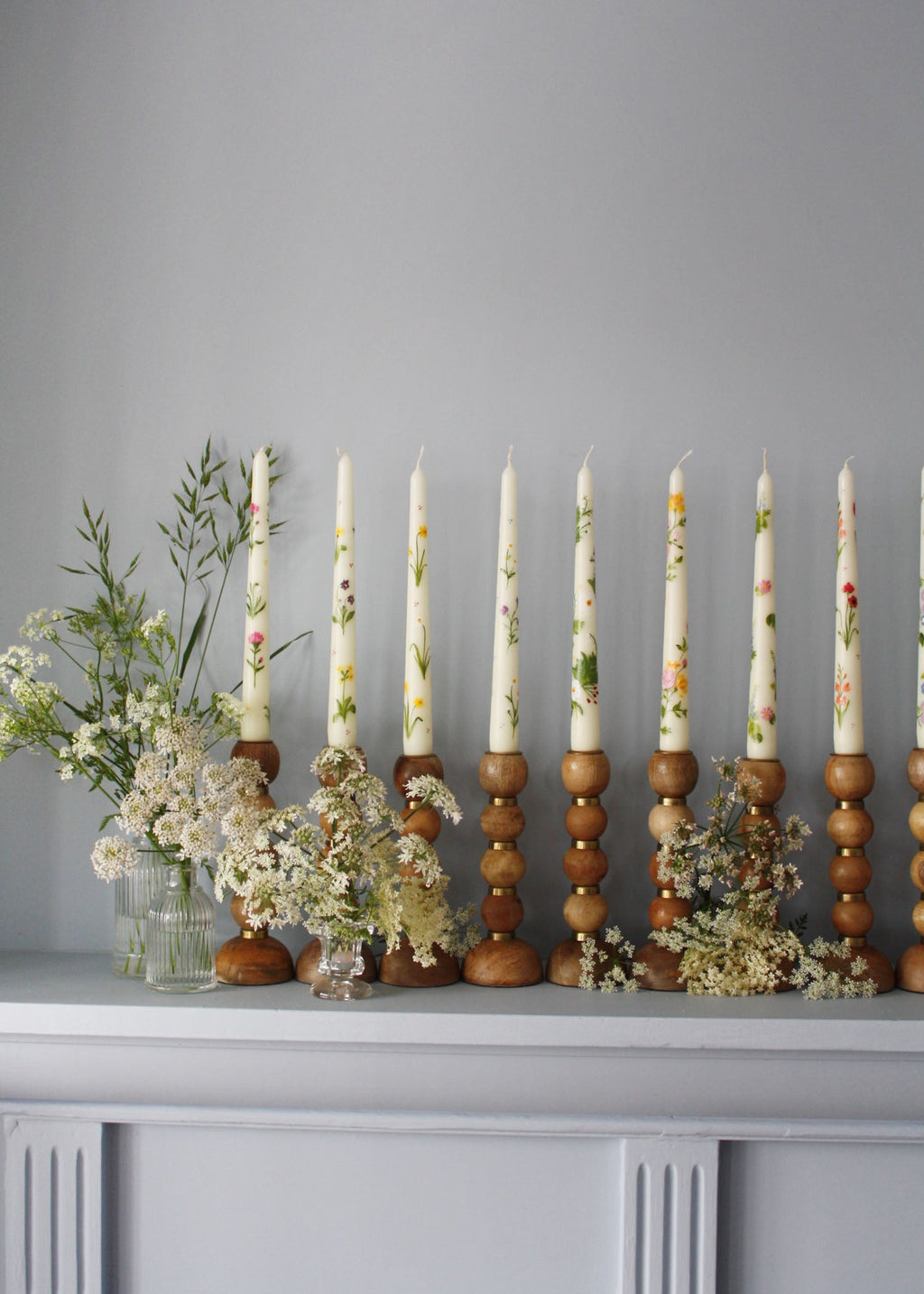 Birth Flower Candle April Daisies and Sweet Peas Hand Painted