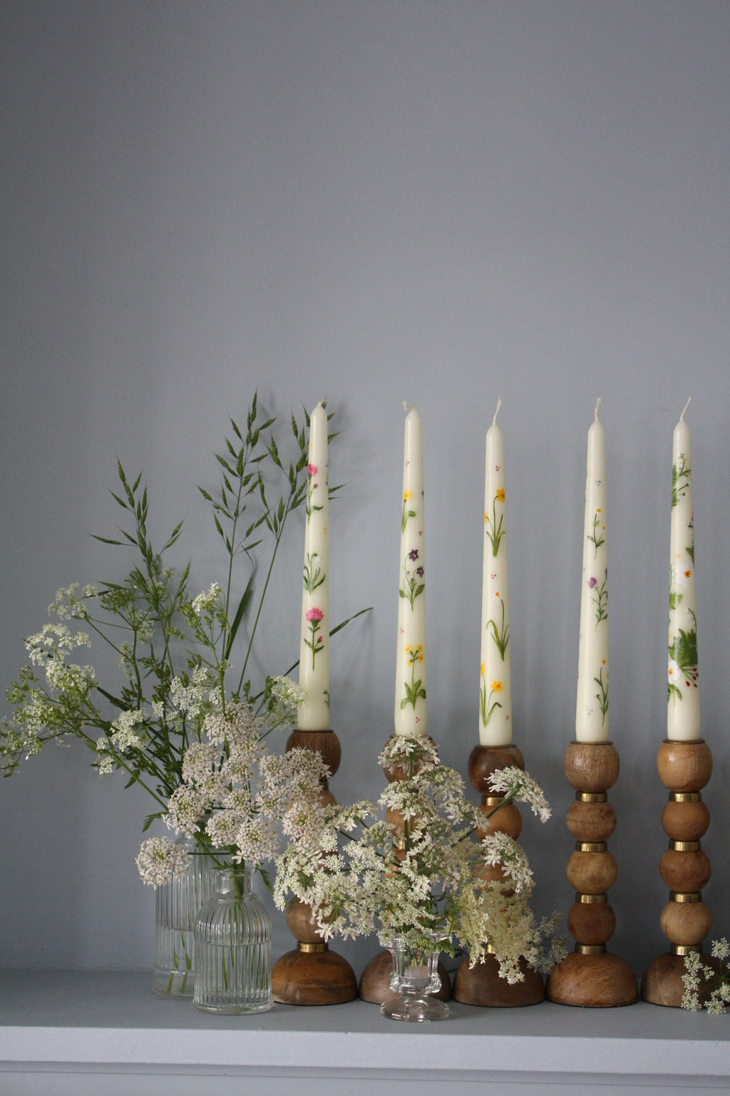 Birth Flower Primrose and Violets Hand Painted Candle February