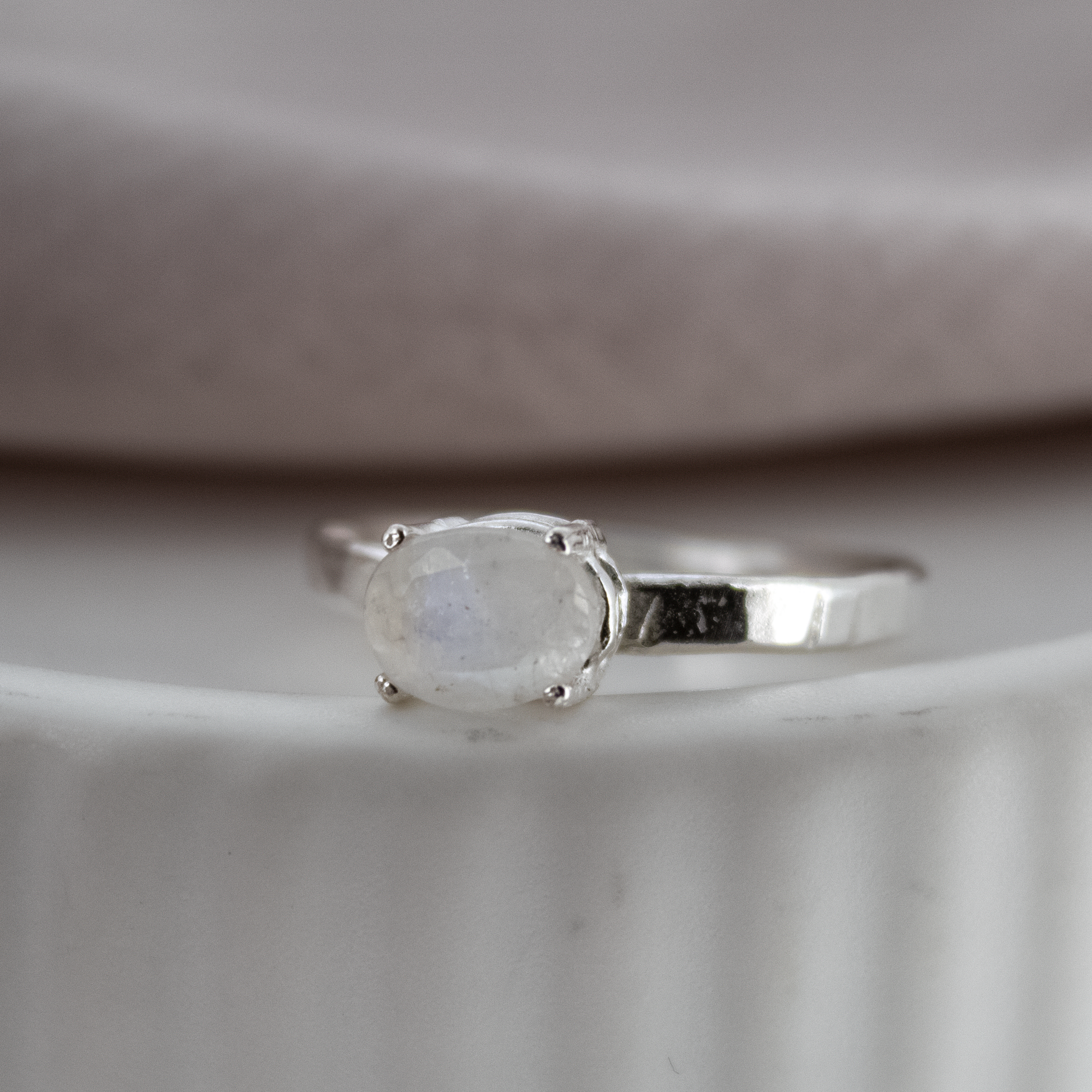 Baby Rainbow Moonstone Ring in Sterling Silver