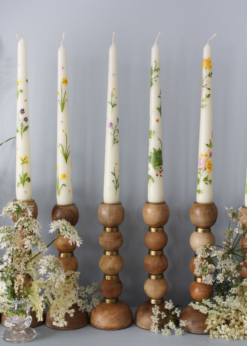 Birth Flower June Candle Hand Painted Roses and Honeysuckle