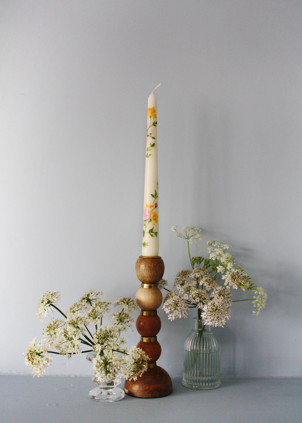 Birth Flower June Candle Hand Painted Roses and Honeysuckle