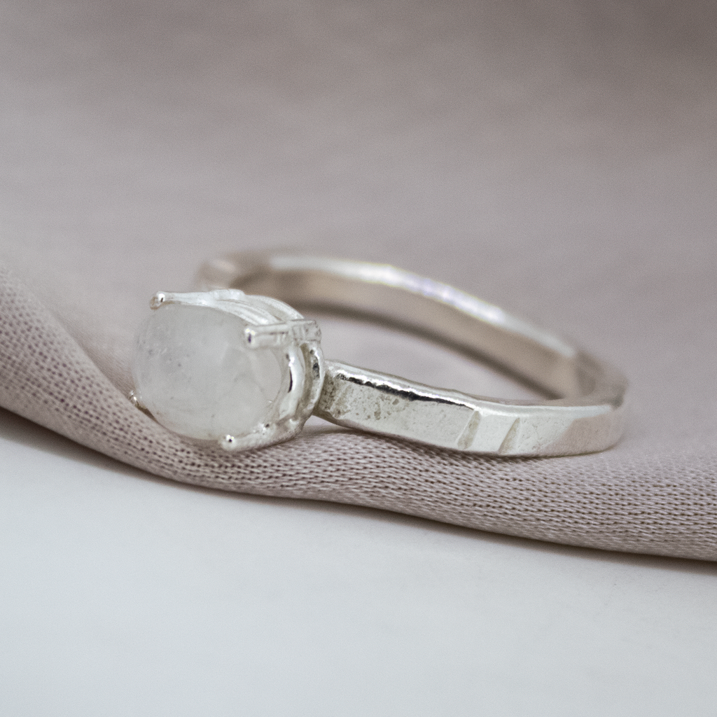 Baby Rainbow Moonstone Ring in Sterling Silver