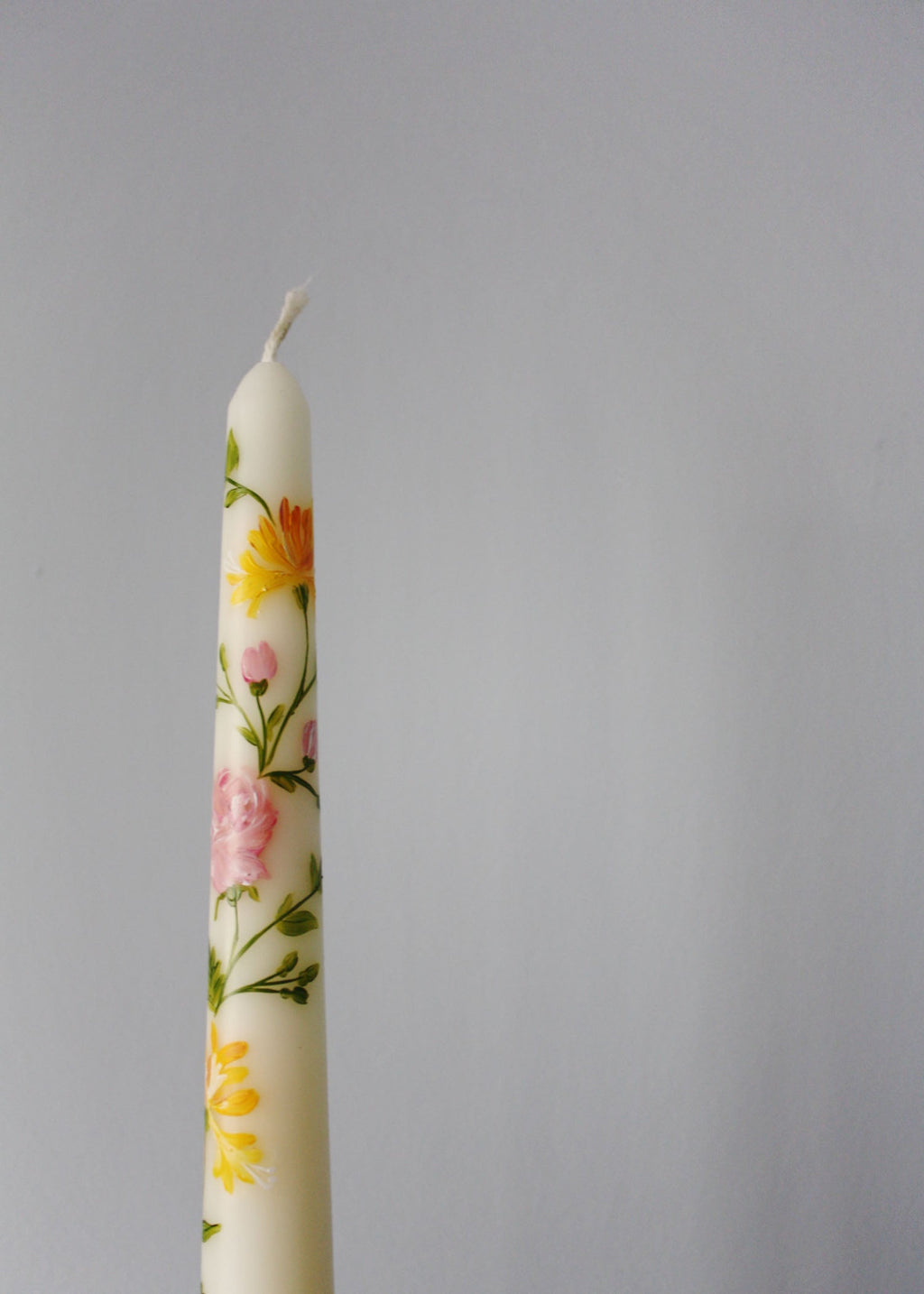 Birth Flower June Candle Hand Painted Roses and Honeysuckle