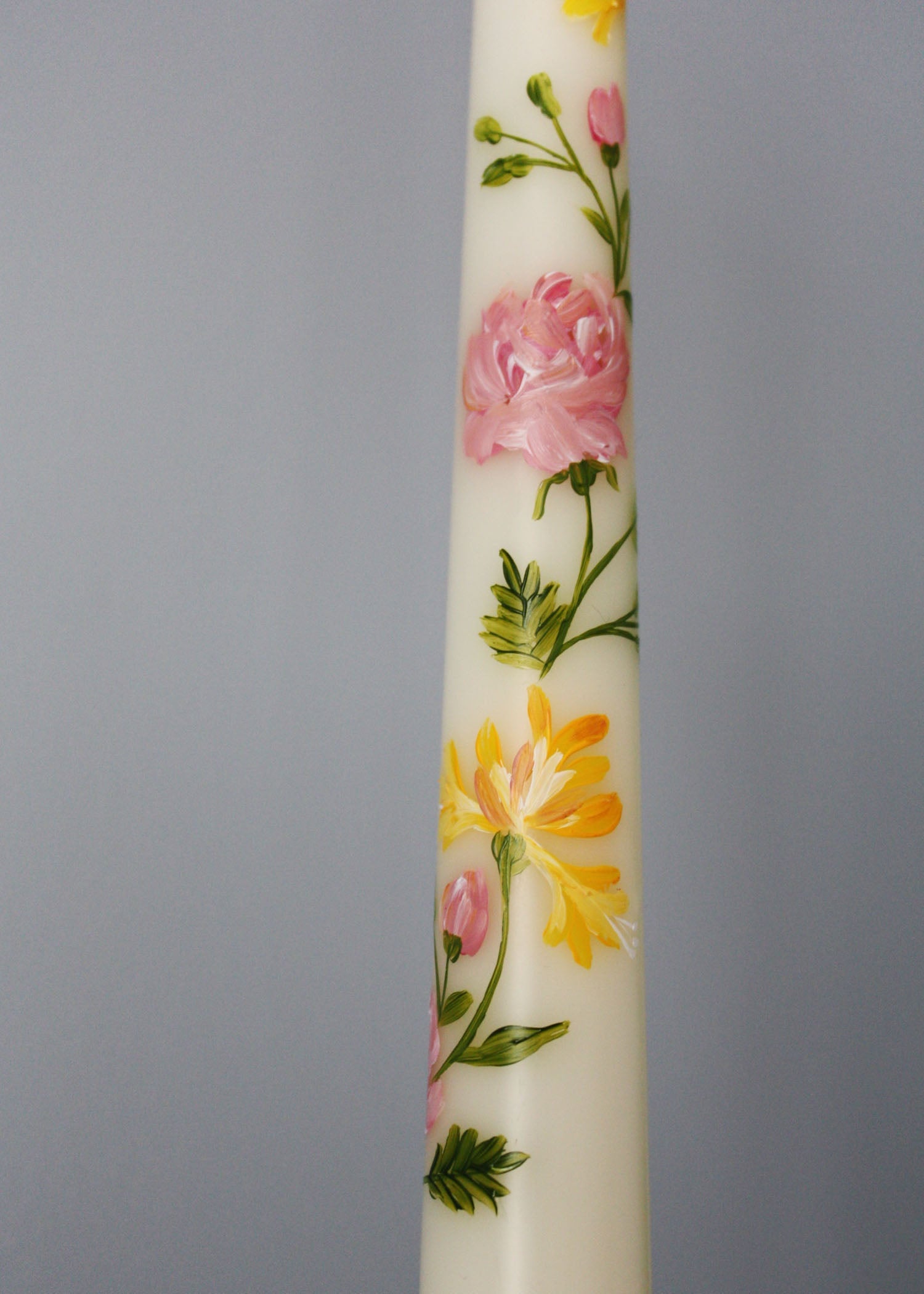 Birth Flower June Candle Hand Painted Roses and Honeysuckle