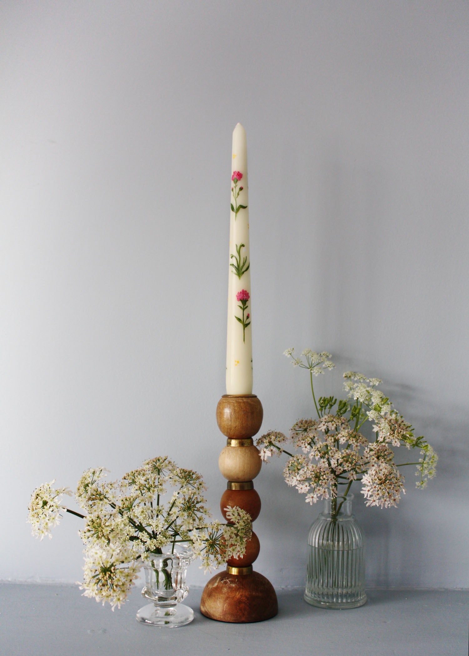 Birth Flower Candle Set 12 Month Collection Carnations and Snowdrops