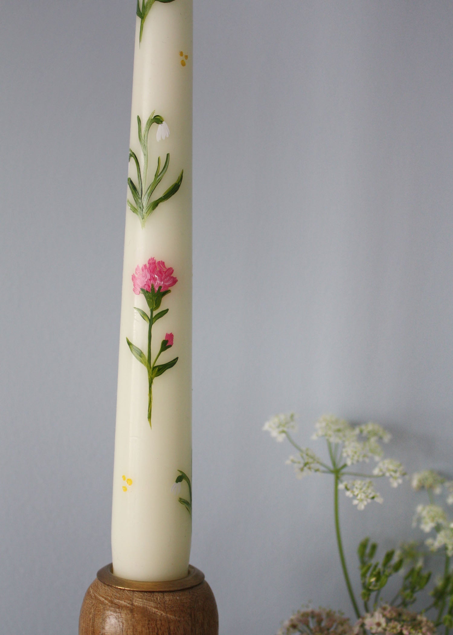 Birth Flower Candle Set 12 Month Collection Carnations and Snowdrops
