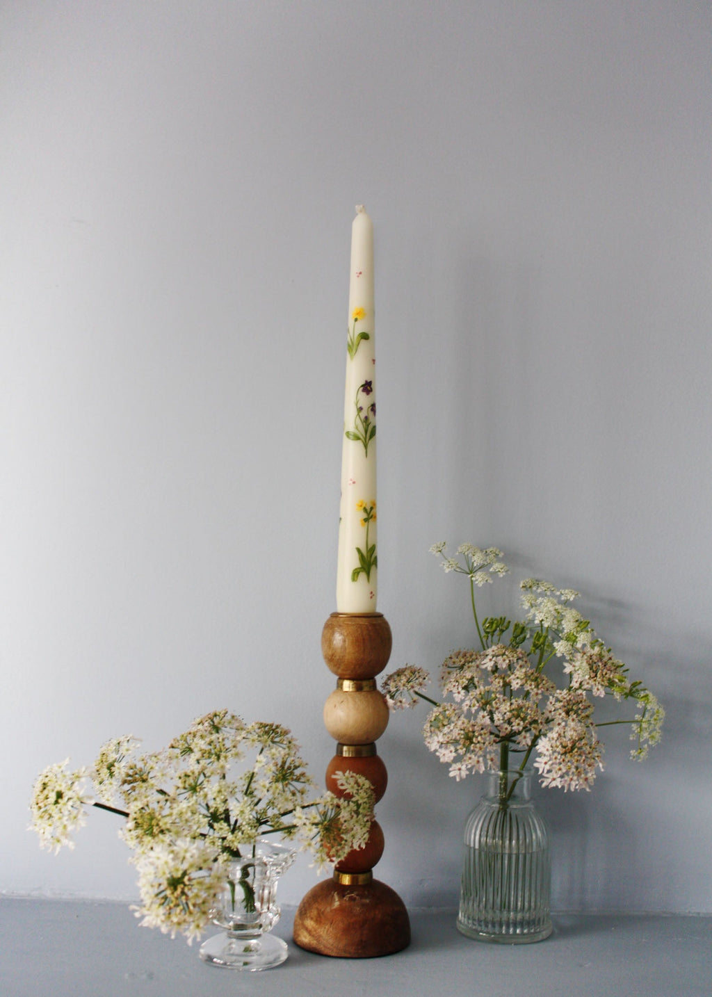 Birth Flower Primrose and Violets Hand Painted Candle February