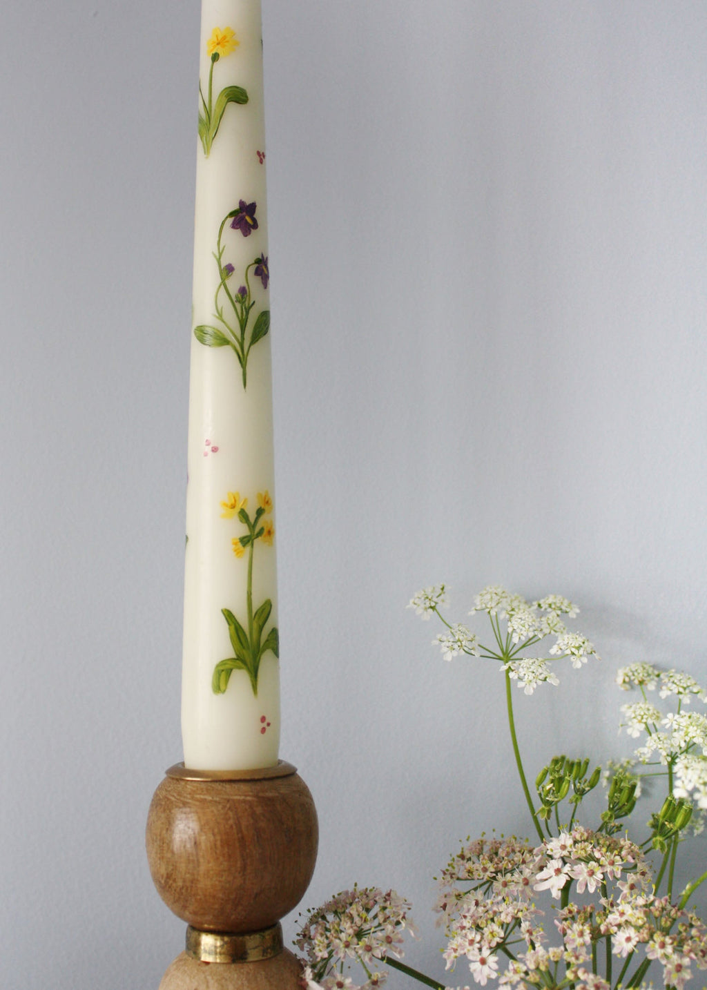 Birth Flower Primrose and Violets Hand Painted Candle February