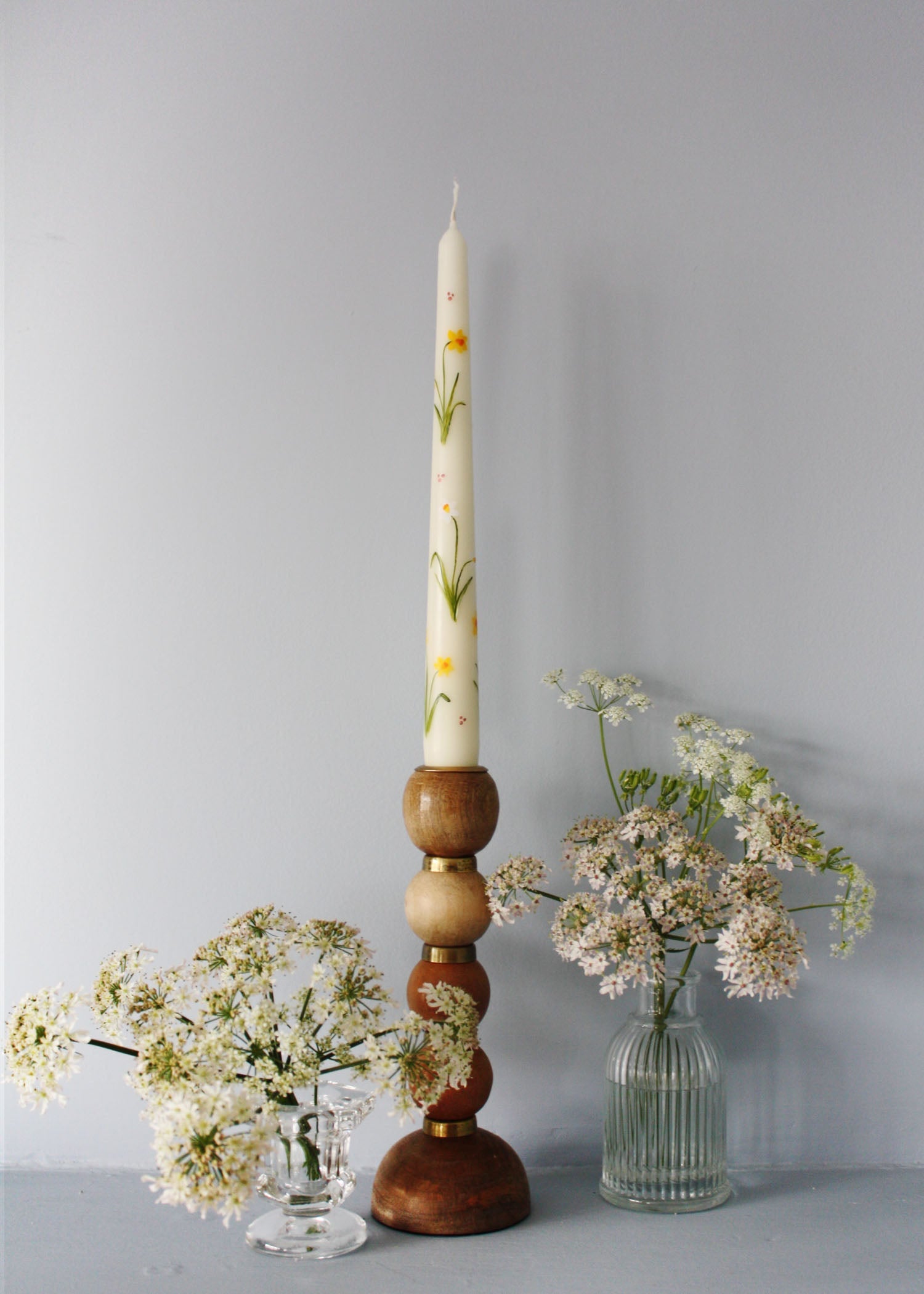 Birth Flower March Daffodils Hand Painted Candle