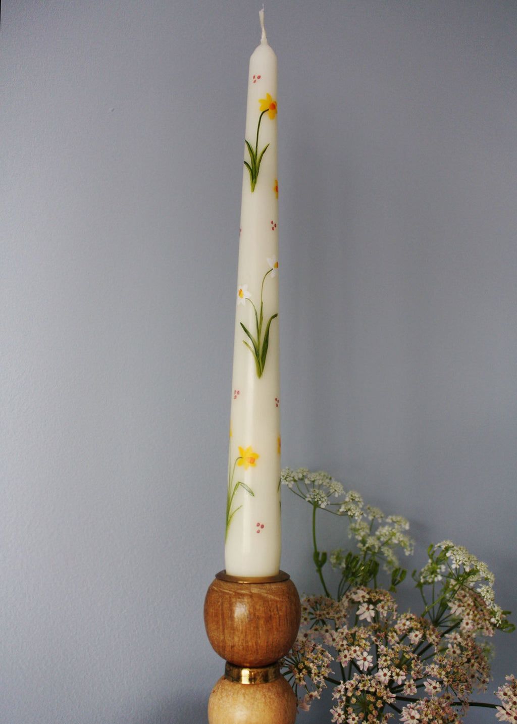 Birth Flower March Daffodils Hand Painted Candle