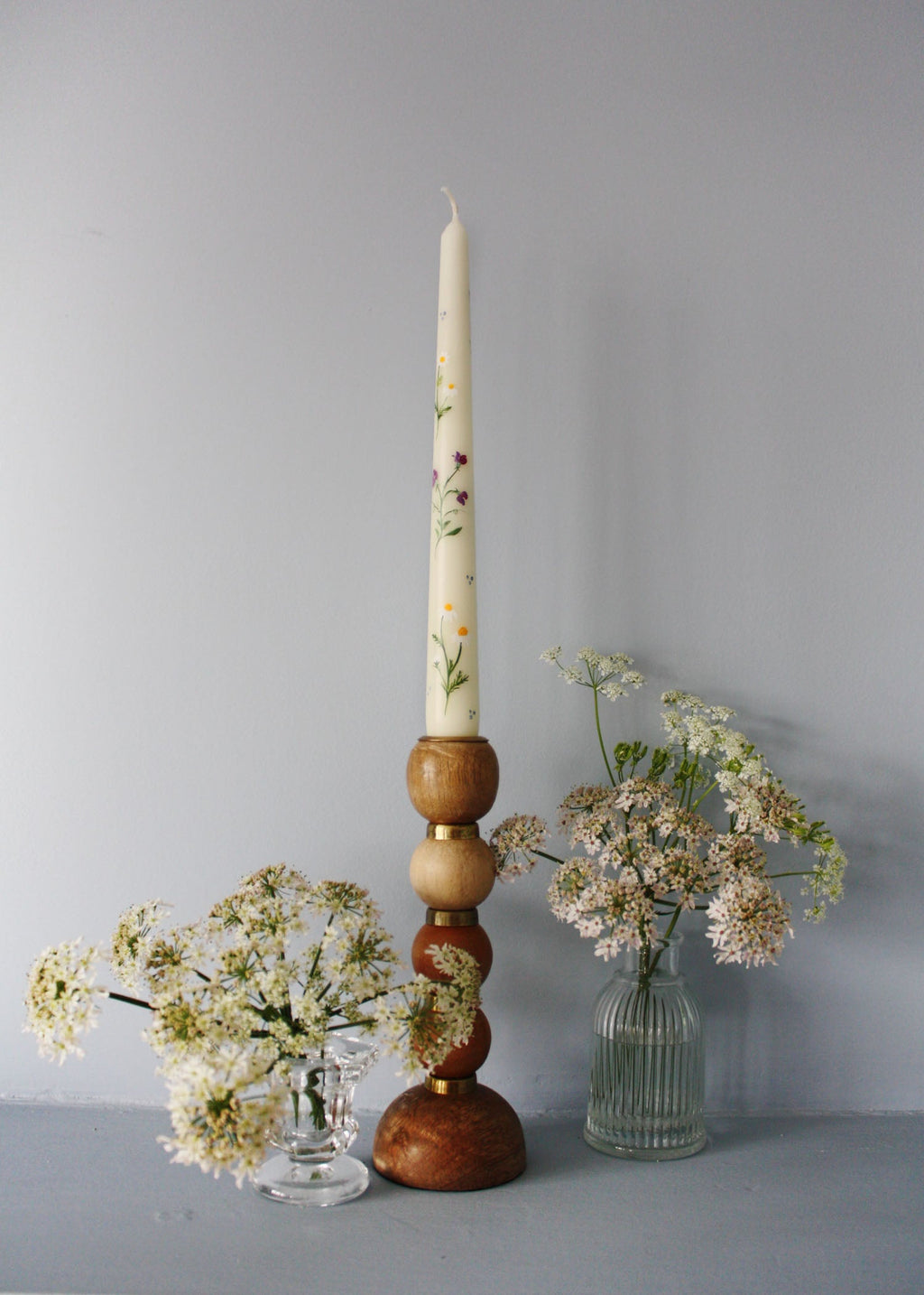 Birth Flower Candle April Daisies and Sweet Peas Hand Painted