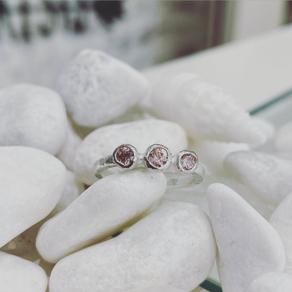 Morganite Trilogy Ring in Recycled Silver
