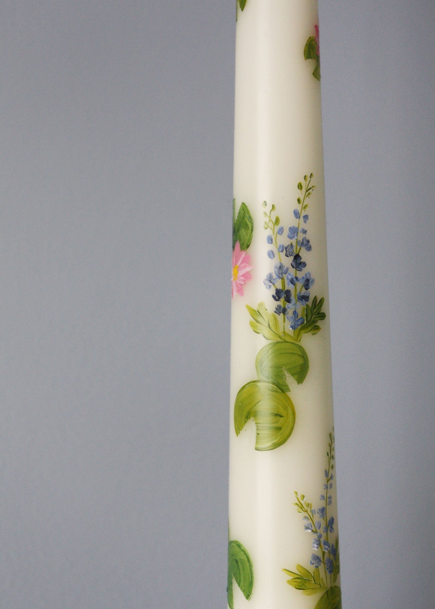 Birth Flower July Water Lily and Larkspur Hand Painted Candle