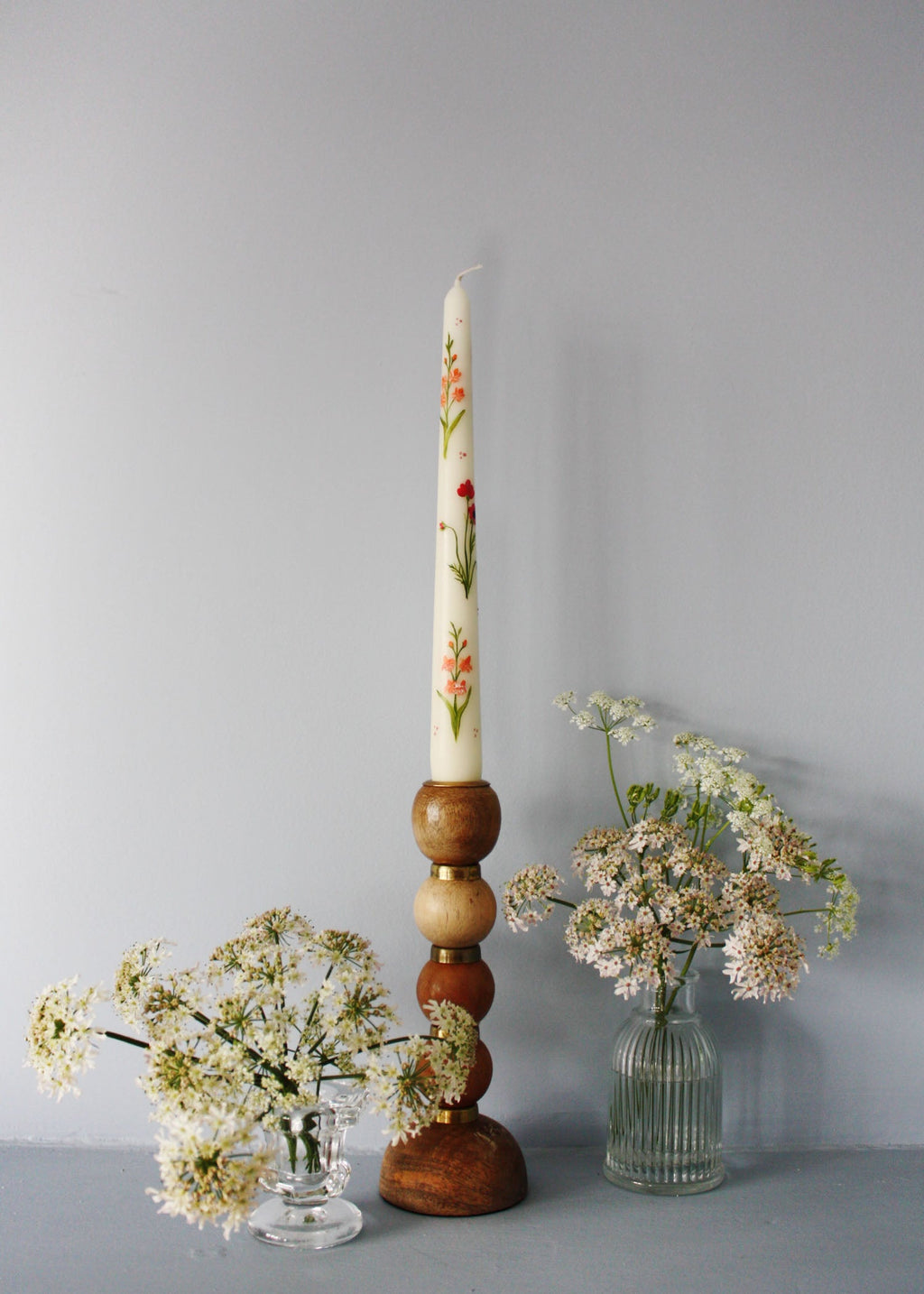 August Birth Flower Hand Painted Candle with Poppies and Gladiolus