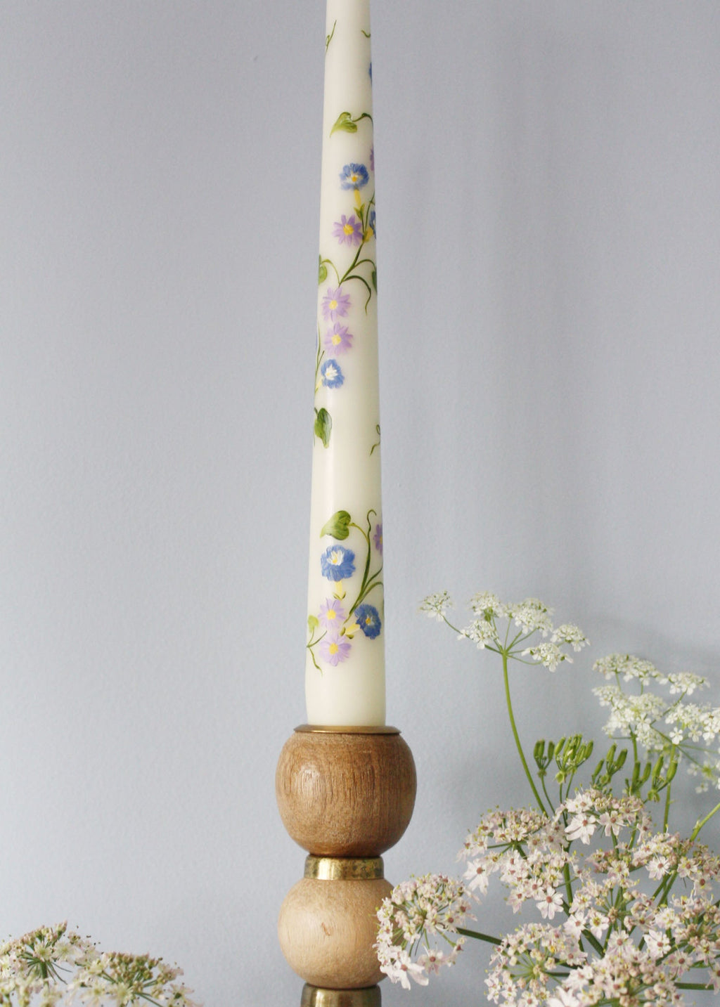 Birth Flower September Morning Glory and Aster Hand Painted Candle