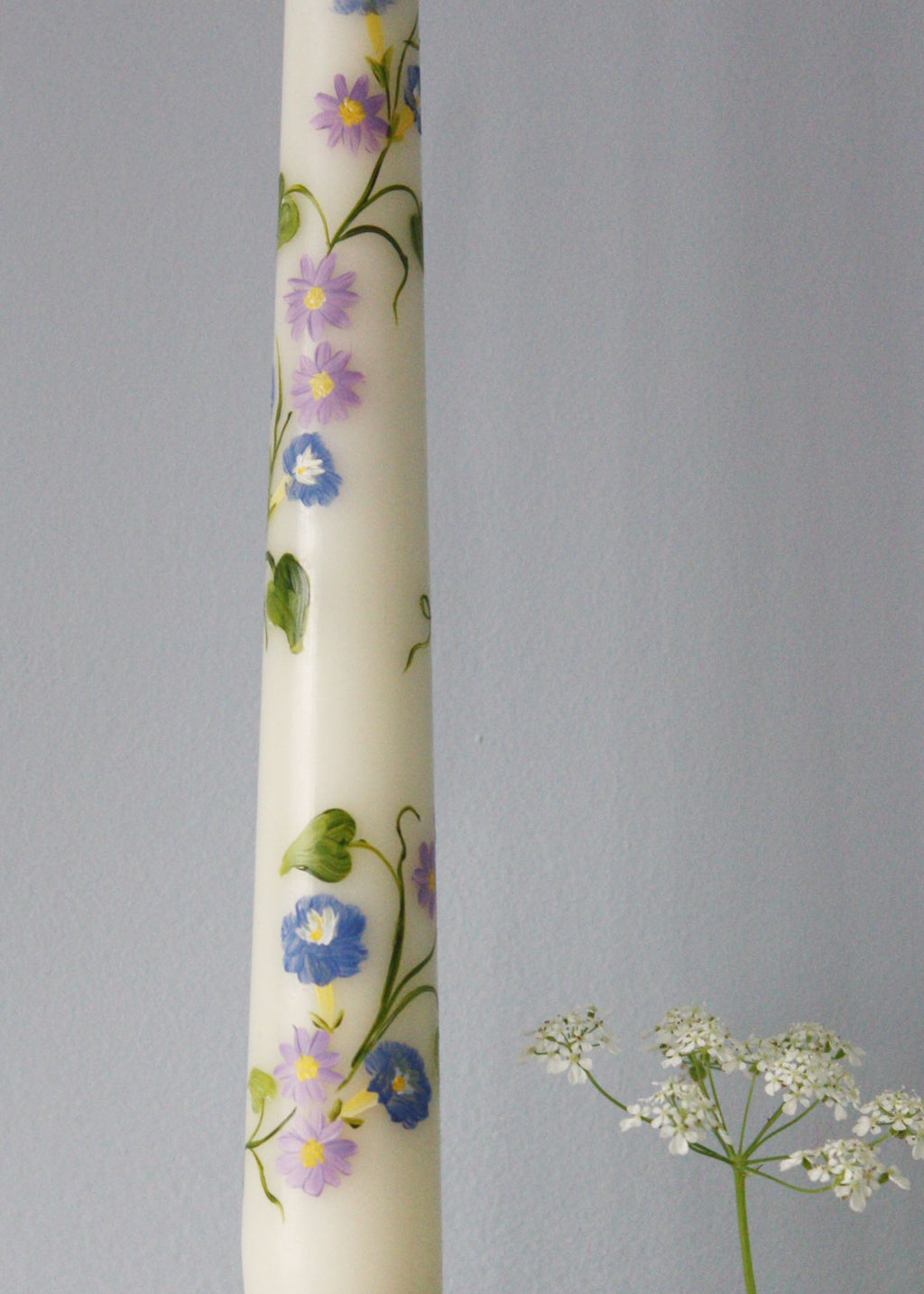 Birth Flower September Morning Glory and Aster Hand Painted Candle