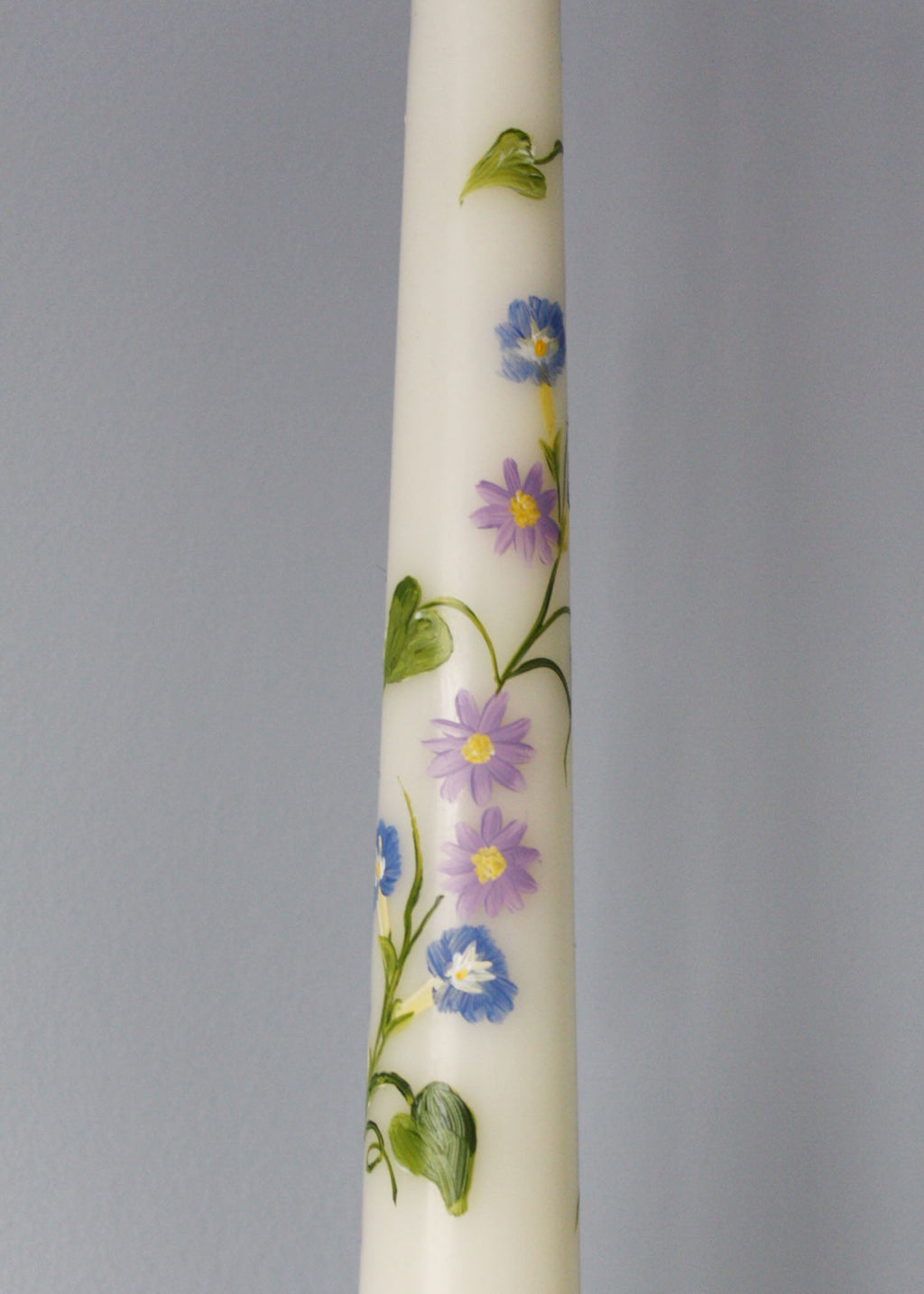 Birth Flower September Morning Glory and Aster Hand Painted Candle