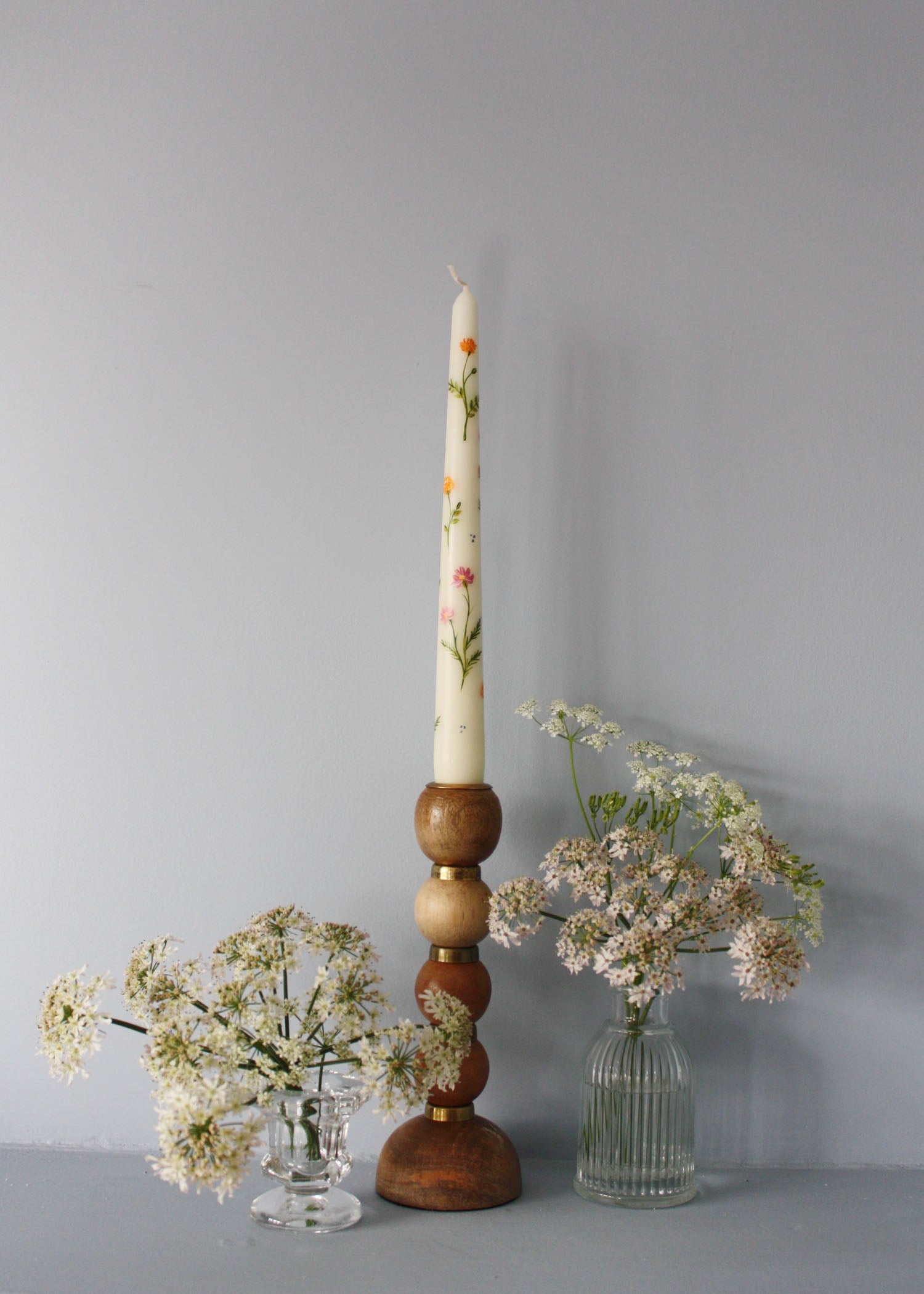 Birth Flower October Marigold and Cosmos Hand Painted Candle