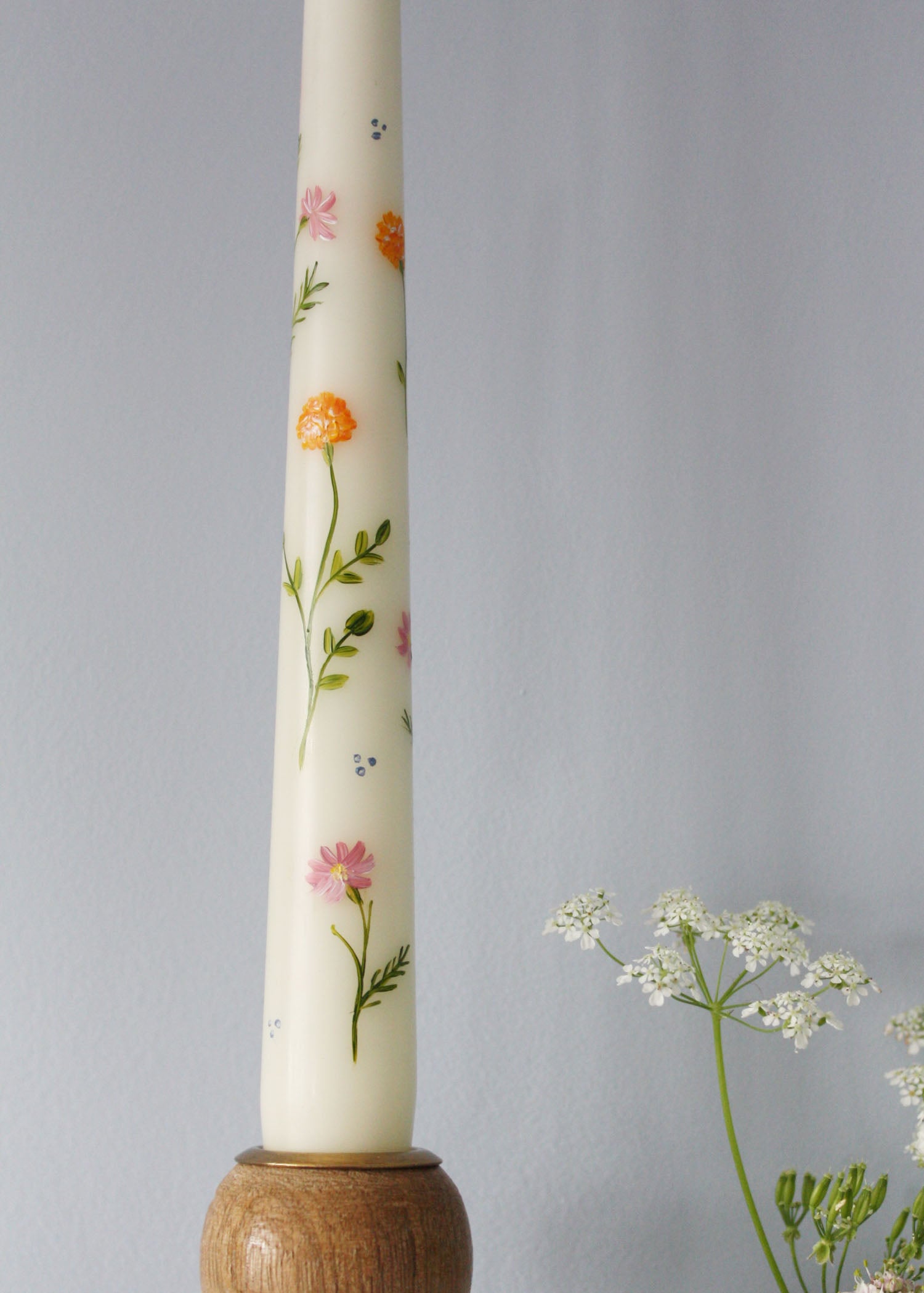 Birth Flower October Marigold and Cosmos Hand Painted Candle