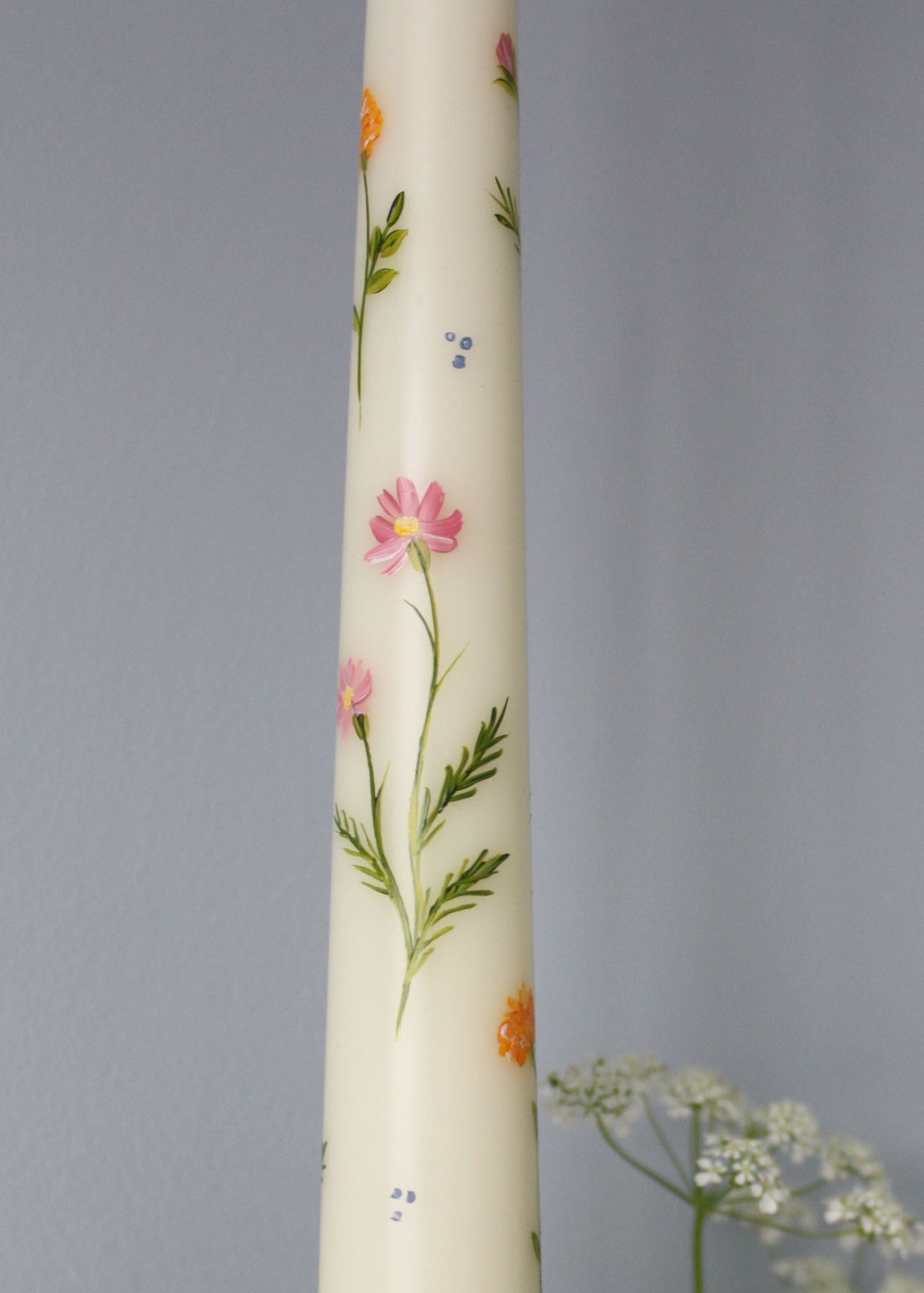 Birth Flower October Marigold and Cosmos Hand Painted Candle
