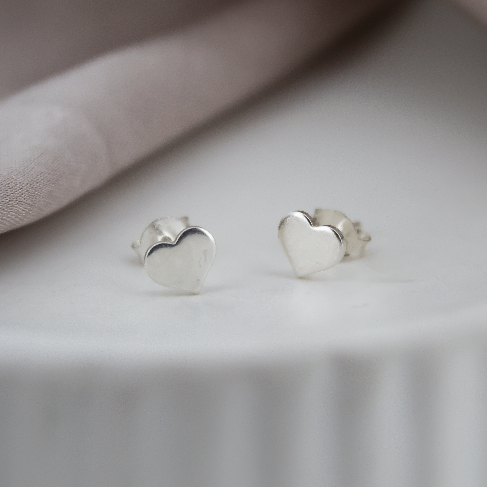 Mini Heart Silver Stud Earrings