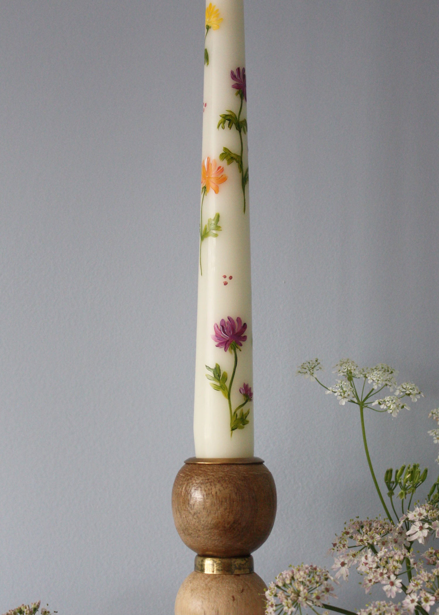 November Chrysanthemum Birth Flower Hand Painted Candle