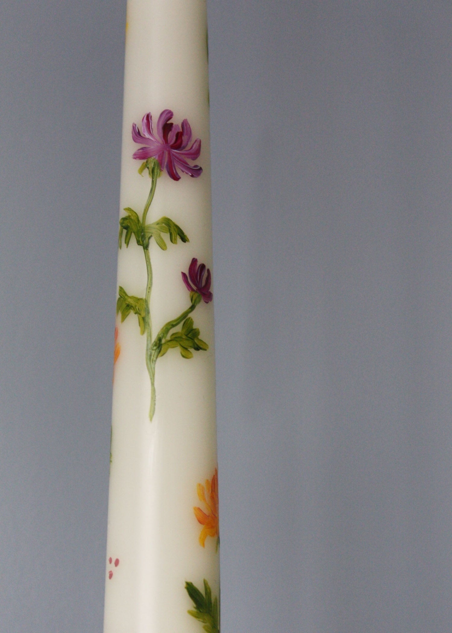 November Chrysanthemum Birth Flower Hand Painted Candle