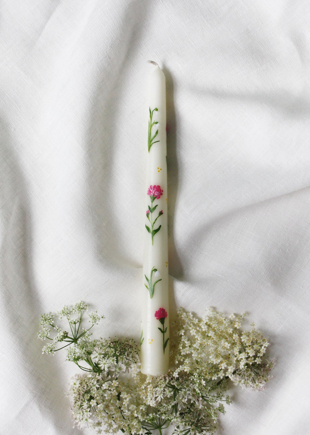 Birth Flower Candle Set 12 Month Collection Carnations and Snowdrops