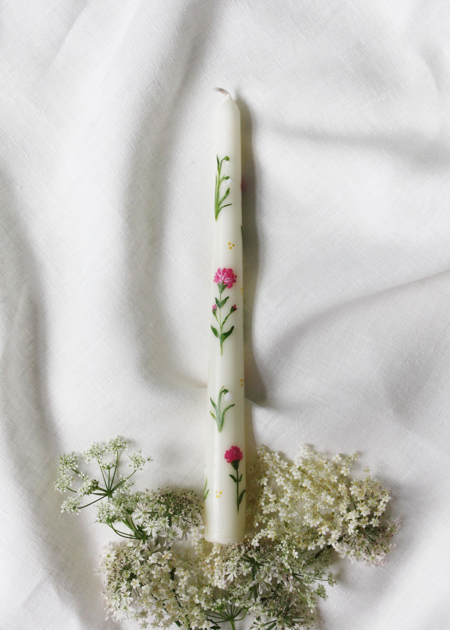 Birth Flower Candle Set 12 Month Collection Carnations and Snowdrops