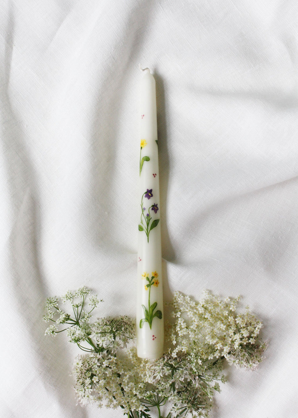 Birth Flower Primrose and Violets Hand Painted Candle February