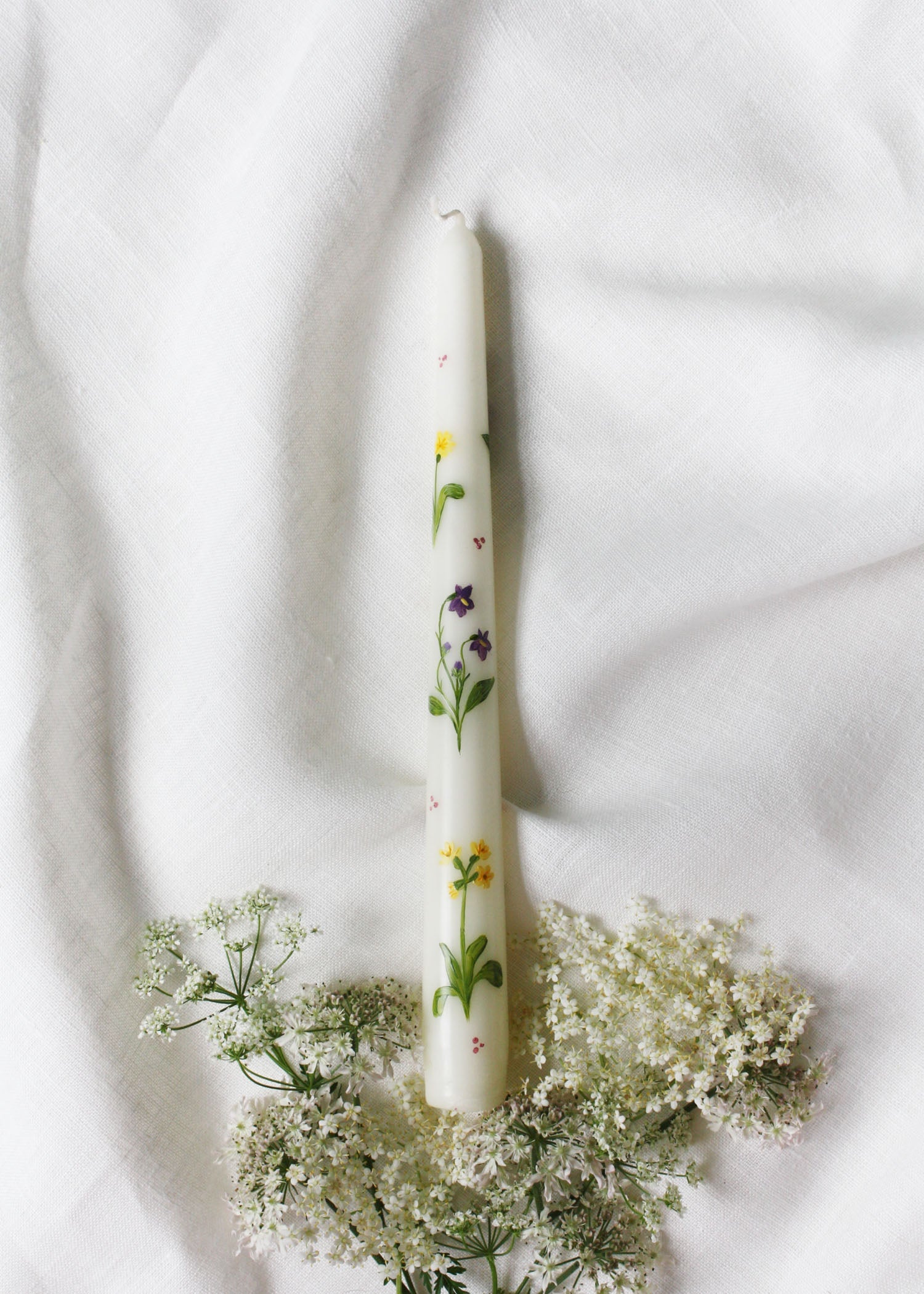 Birth Flower Primrose and Violets Hand Painted Candle February