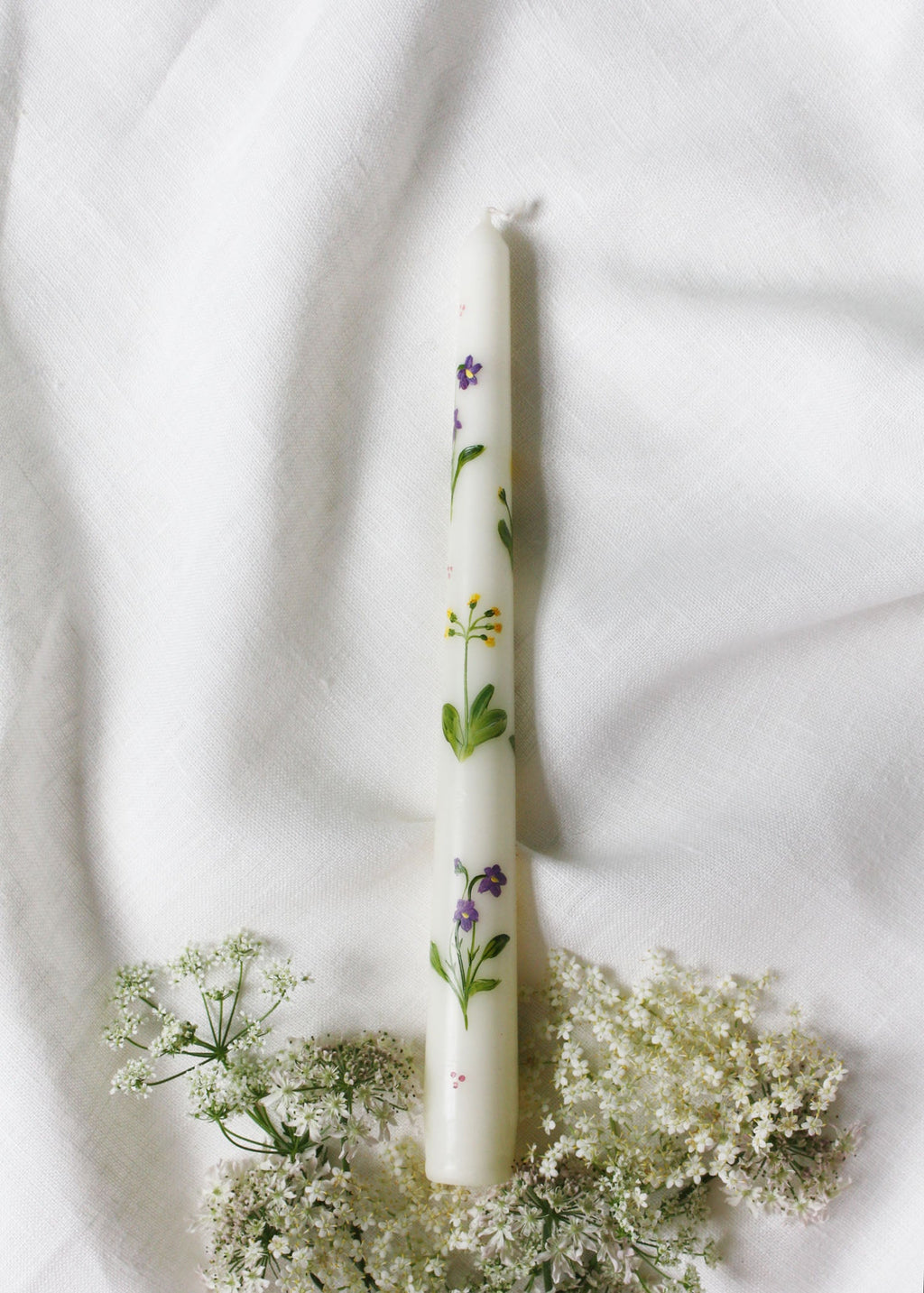 Birth Flower Primrose and Violets Hand Painted Candle February