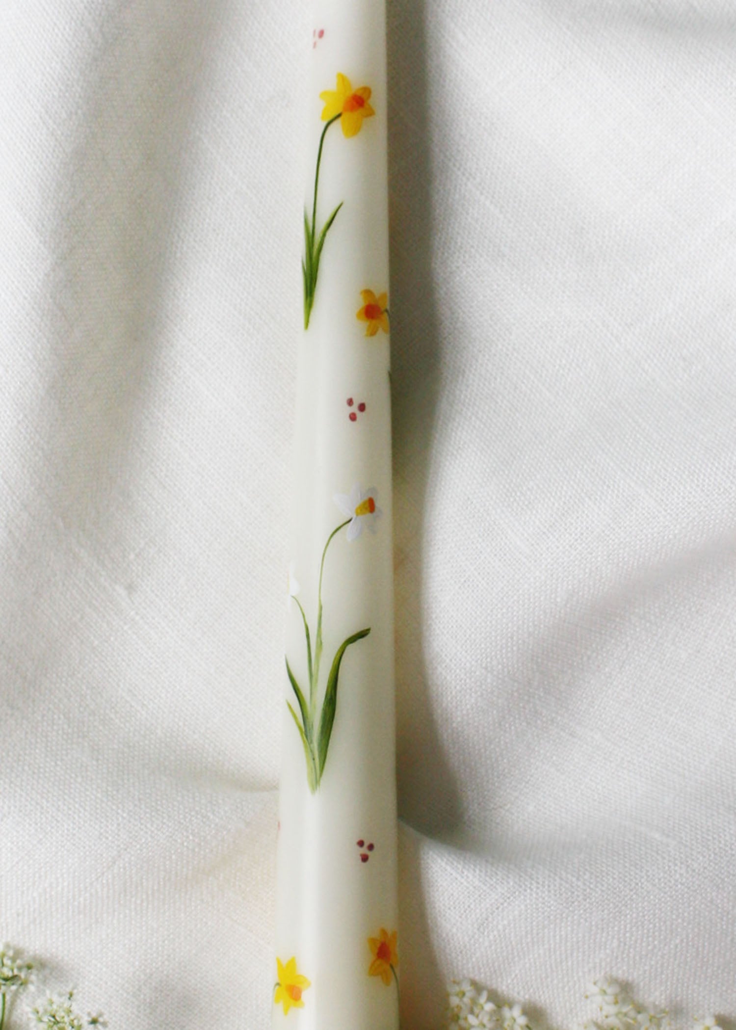 Birth Flower March Daffodils Hand Painted Candle