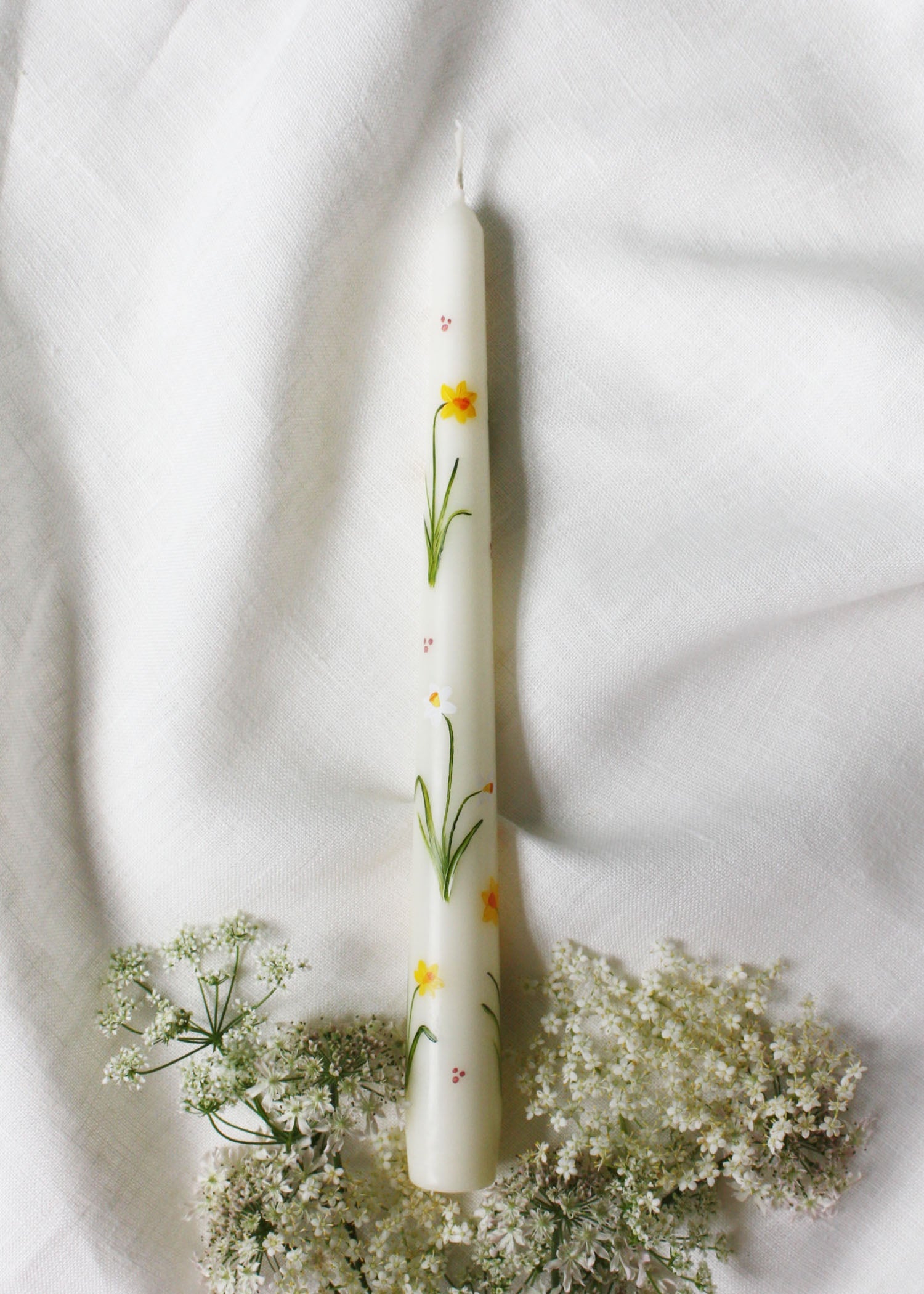 Birth Flower March Daffodils Hand Painted Candle