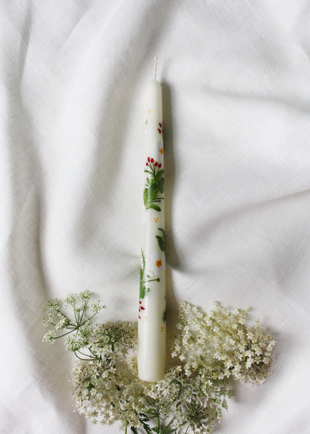 Birth Flower Lily of the Valley and Hawthorn Hand Painted Candle May