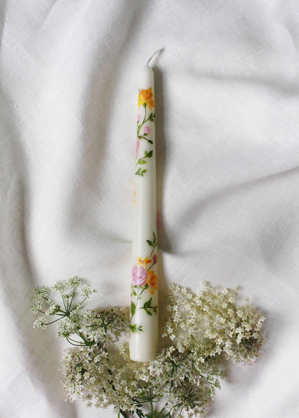 Birth Flower June Candle Hand Painted Roses and Honeysuckle