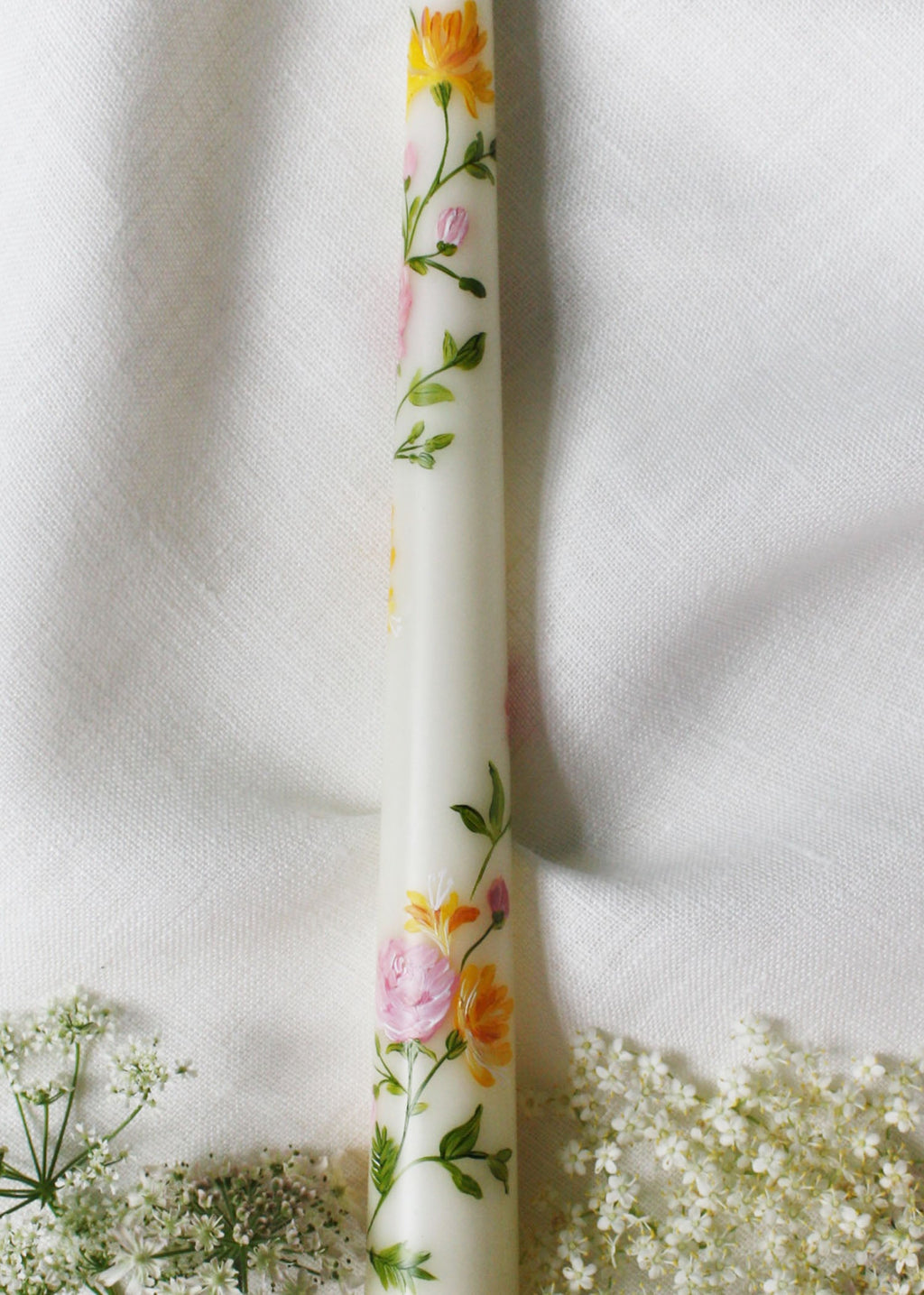 Birth Flower June Candle Hand Painted Roses and Honeysuckle